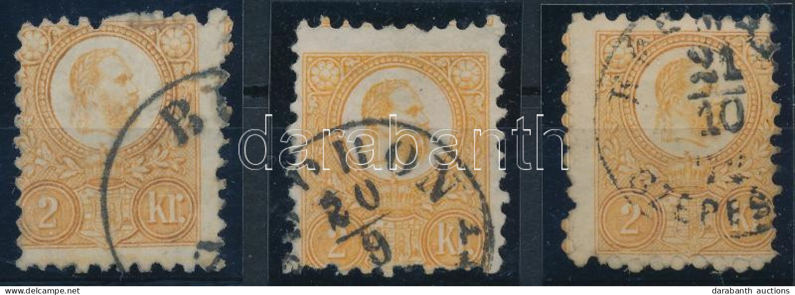 O 1871 3 Db Réznyomat 2kr Elfogazva / Shifted Perforation - Other & Unclassified