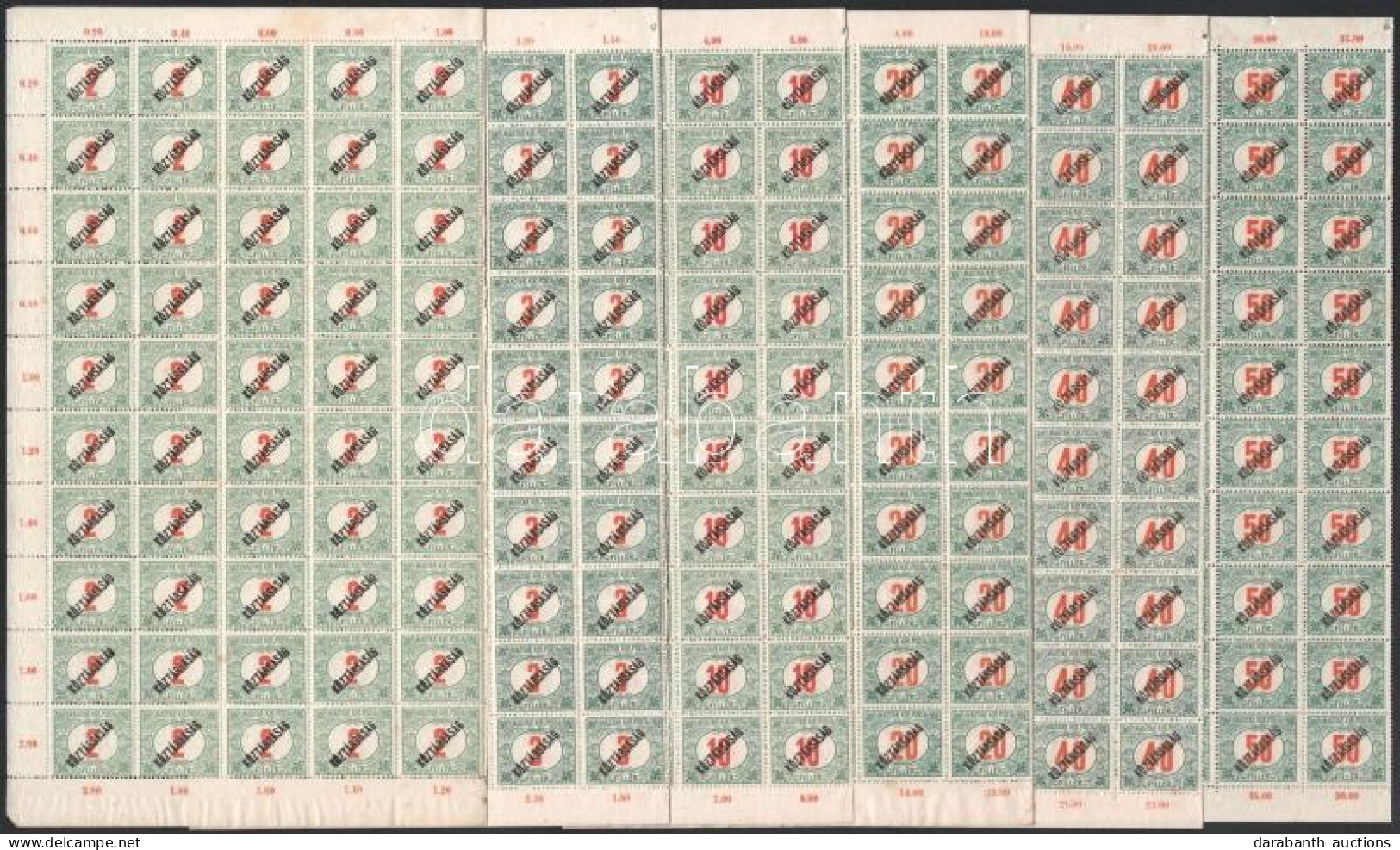 ** 1919 Köztársaság Portó Hajtott Teljes ívsor Feketeszámú 50f Nélkül (60.000) (foltosak Az ívek) / Mi Postage Due 46-51 - Altri & Non Classificati