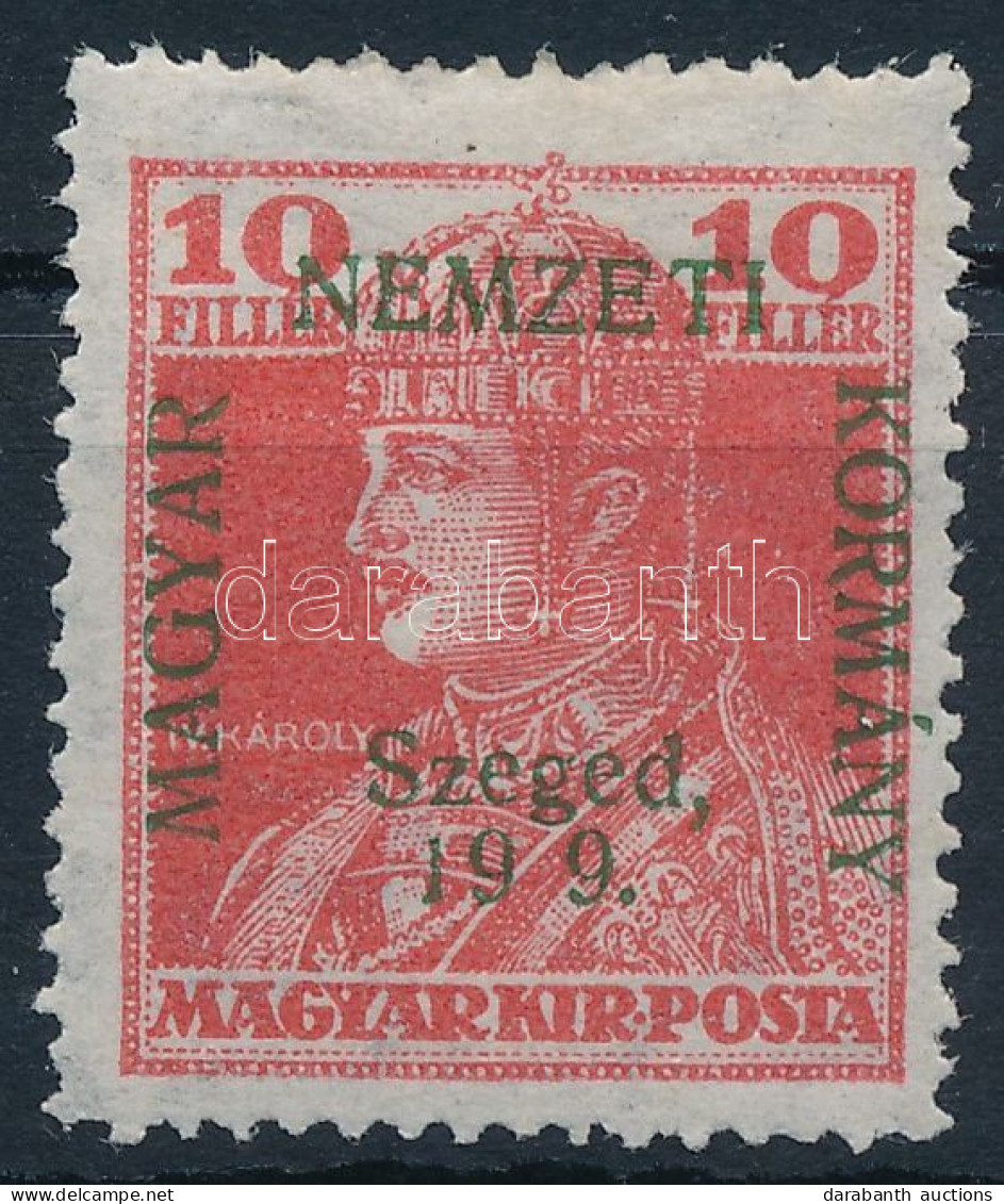 * Szeged 1919 Károly 10f A Felülnyomásban "19 9" Tévnyomattal / Mi 22 With Plate Variety. Signed: Bodor - Andere & Zonder Classificatie