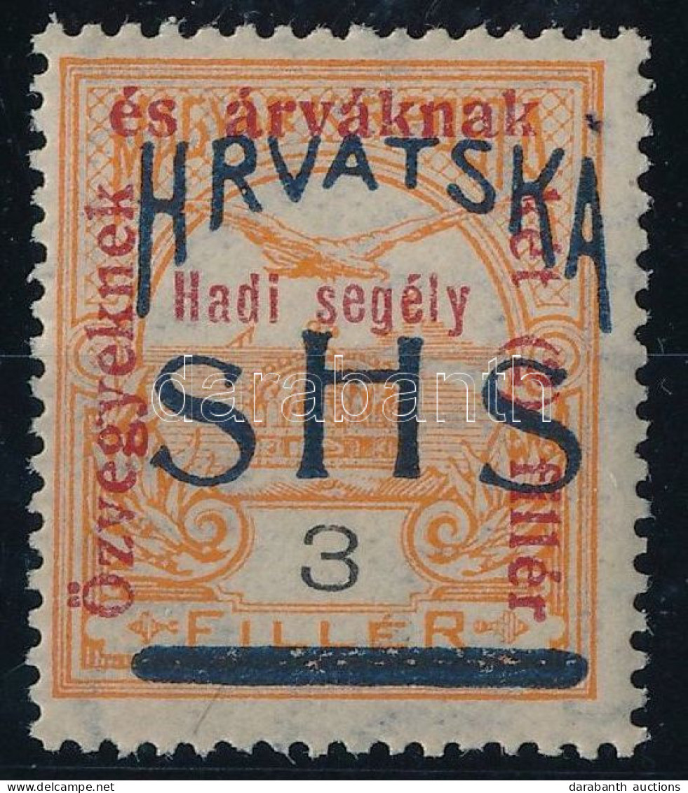 ** SHS 1918 Hadisegély 3f Próbanyomat / Proof. Signed: Bodor. Certificate: Zrinjscak - Altri & Non Classificati