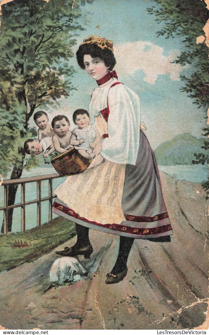 FANTAISIES - Femme - Enfants - Colorisé - Carte Postale Ancienne - Other & Unclassified