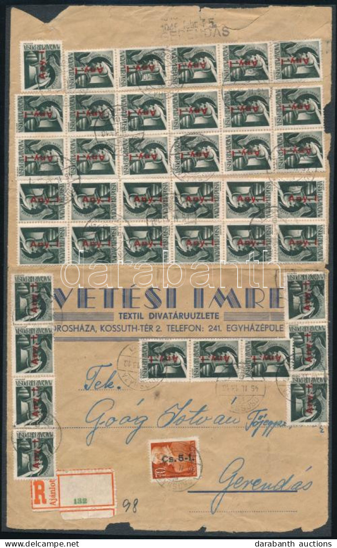 1946 (7. Díjszabás) Ajánlott Levél 41 Db Bélyeggel / Registered Cover With 41 Stamps "OROSHÁZA" - Gerendás - Sonstige & Ohne Zuordnung