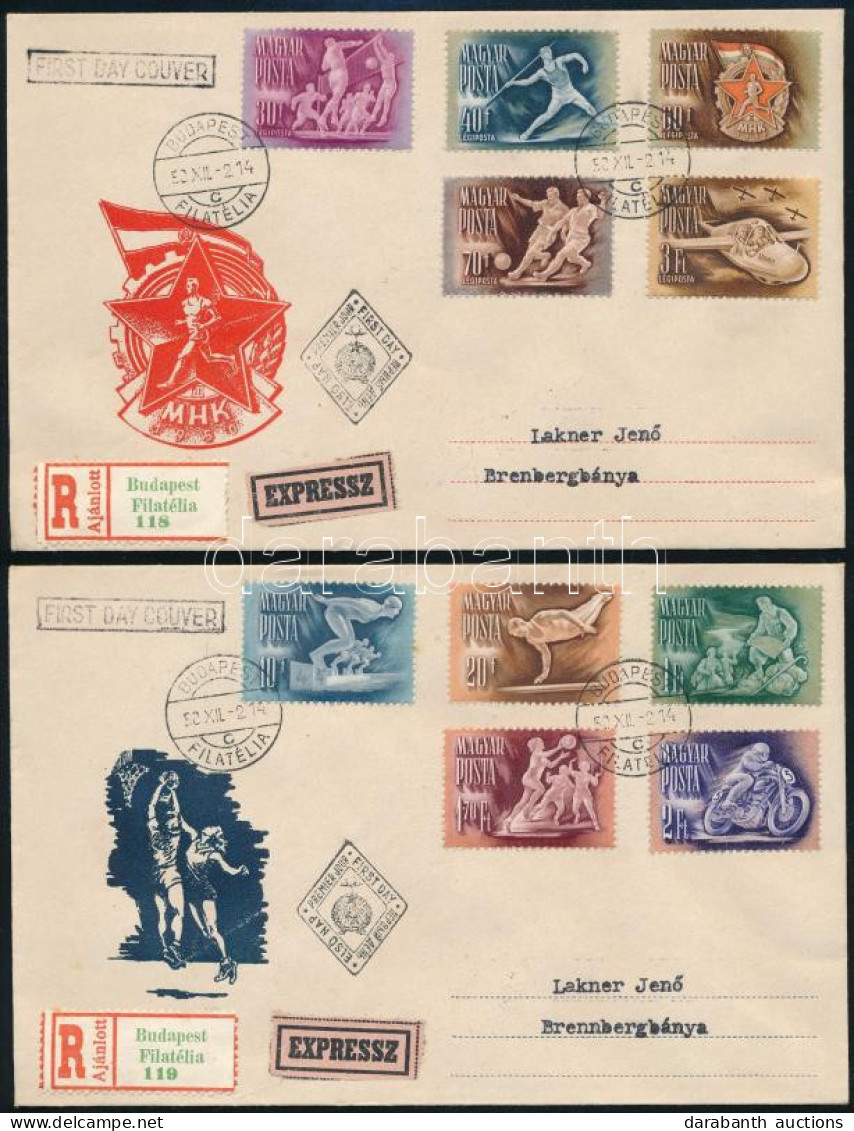 1950 Sport Sor 2 Db Ajánlott Expressz FDC-n / Mi 1129-1138 On 2 Registered Expess FDC - Altri & Non Classificati