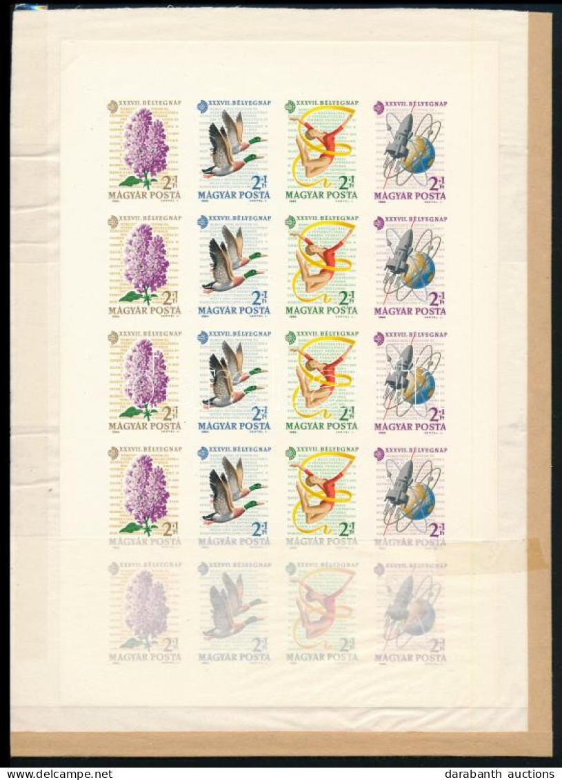 ** 1964 Bélyegnap Vágott Teljes ív (25.000) (saroktörés, Karc A Gumin) / Mi 2053-2056 Imperforate Complete Sheet (folded - Autres & Non Classés