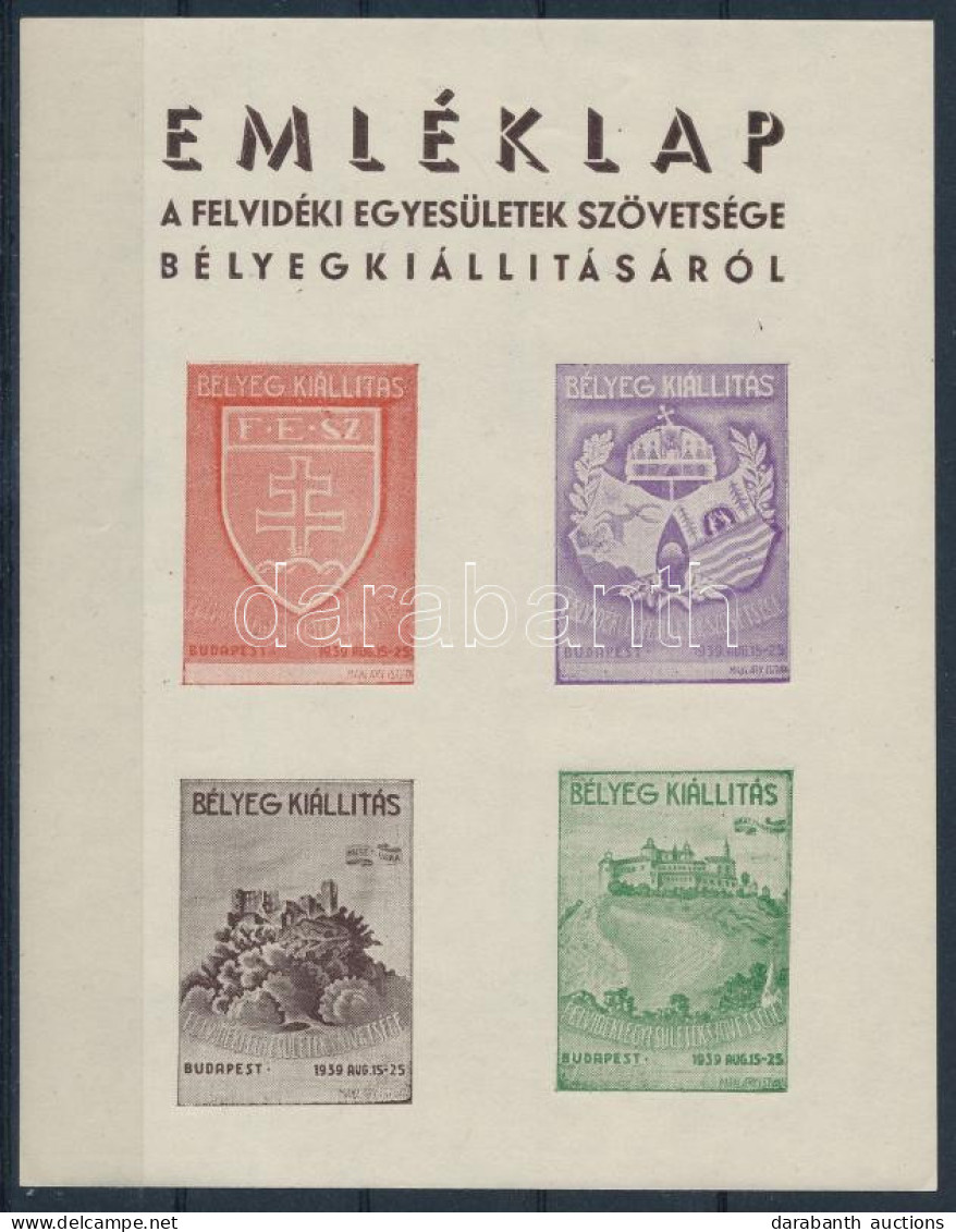 ** 1939/4b Felvidéki Egyesületek Szövetsége Bélyegkiállítás Vágott Emlékív / Souvenir Sheet - Autres & Non Classés