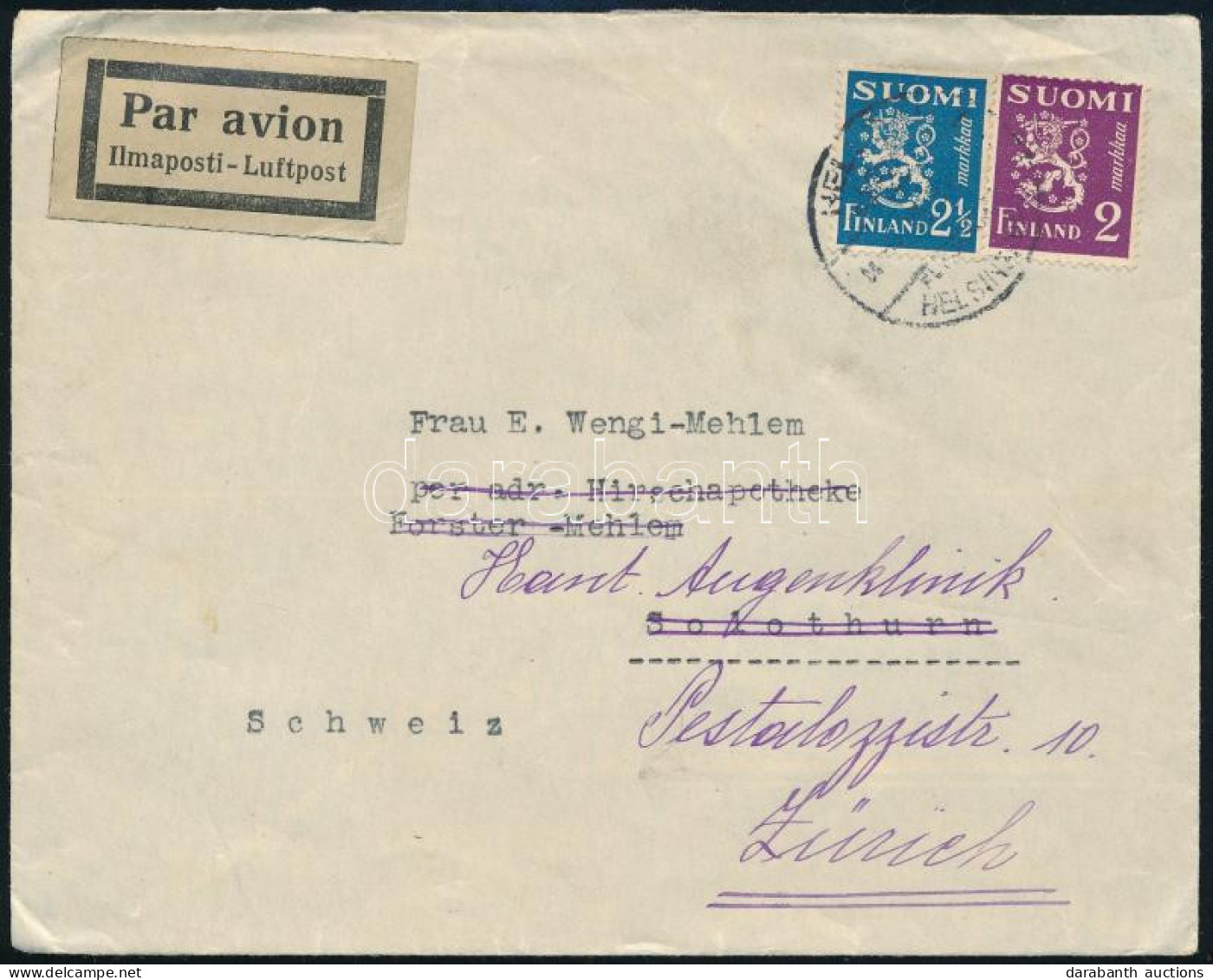 1934 Légi Levél Továbbküldve Zürichbe / Airmail Cover To Zürich - Andere & Zonder Classificatie