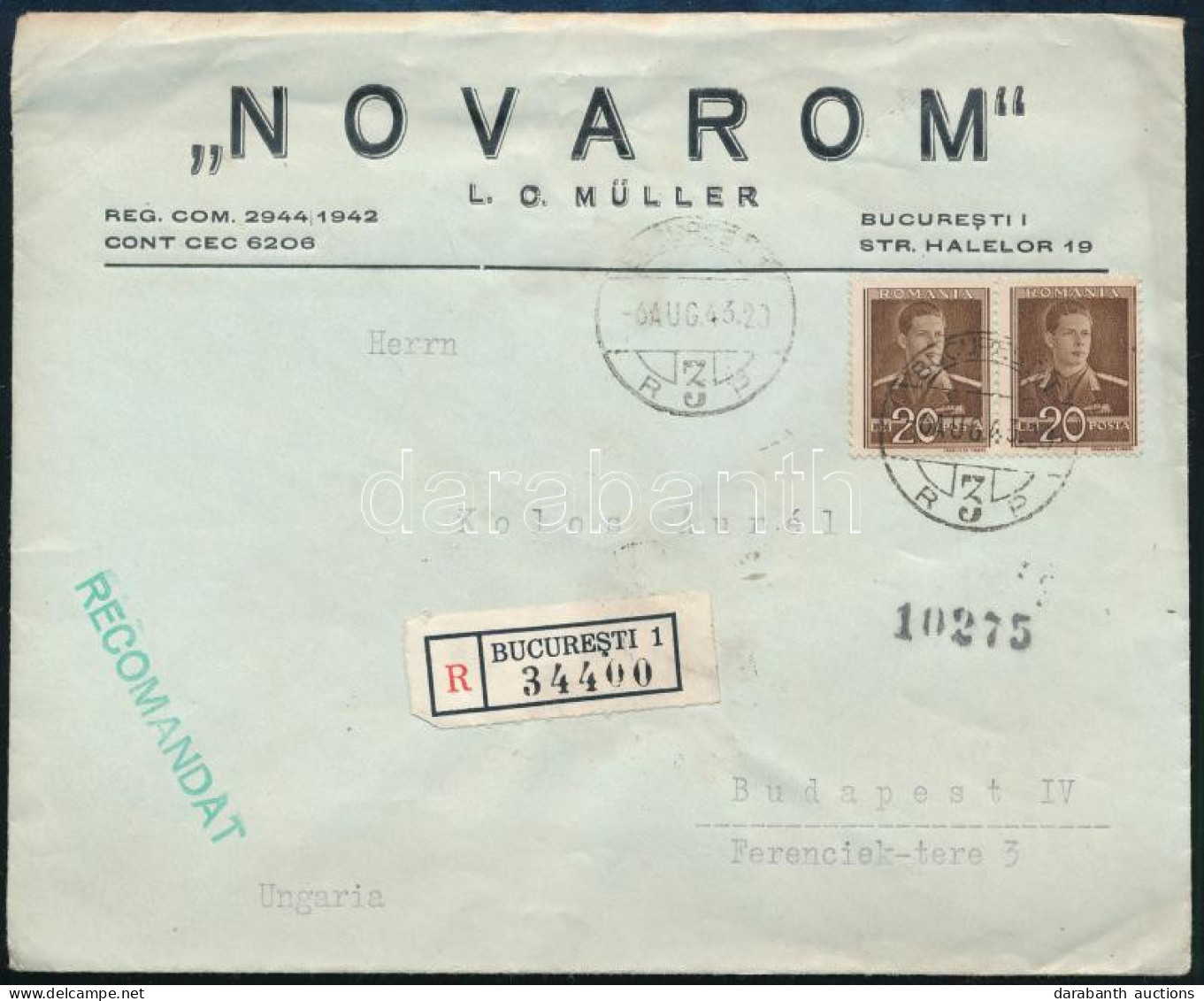 1943 Cenzúrázott Ajánlott Levél / Censored Registered Cover To Budapest - Sonstige & Ohne Zuordnung