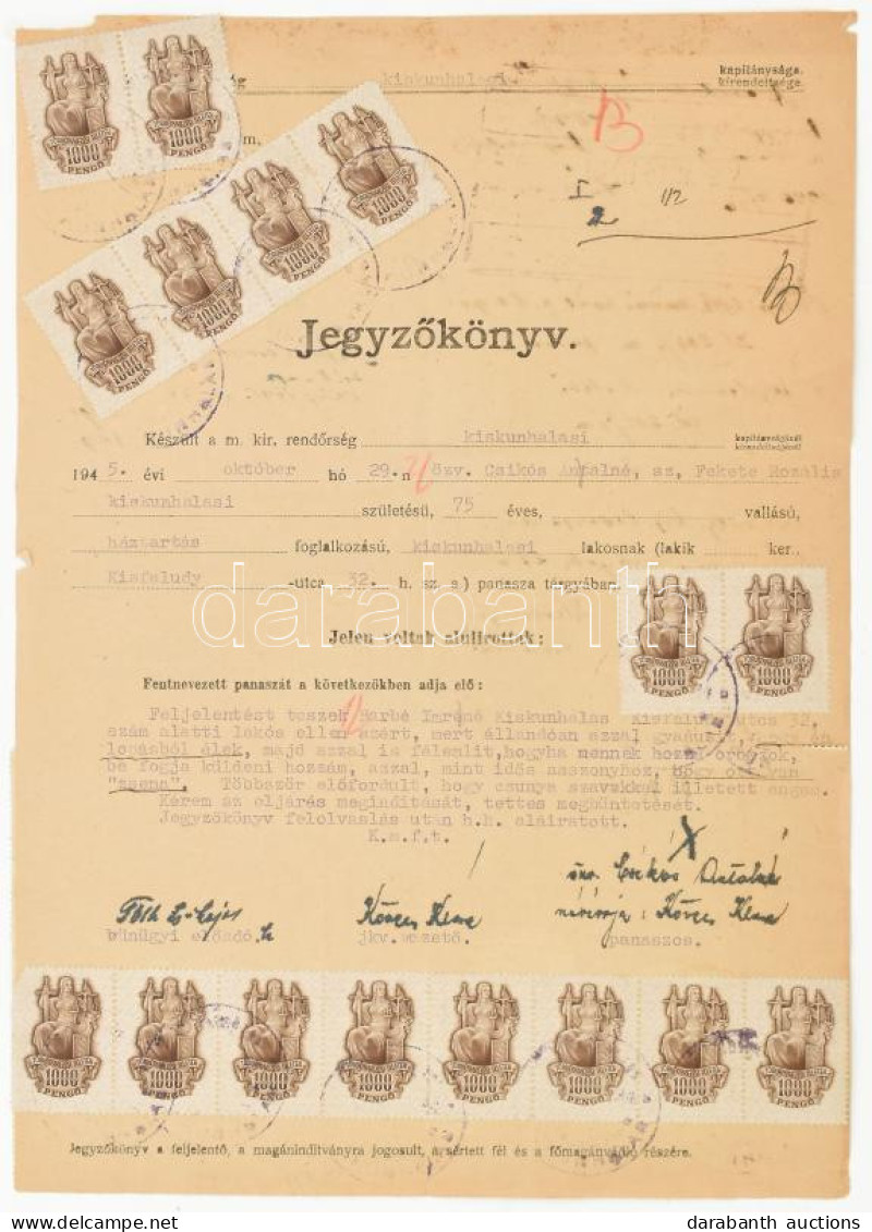1945 Jegyzőkönyv 46.000P Illetékkel / Police Record With Fiscal Stamps - Non Classés