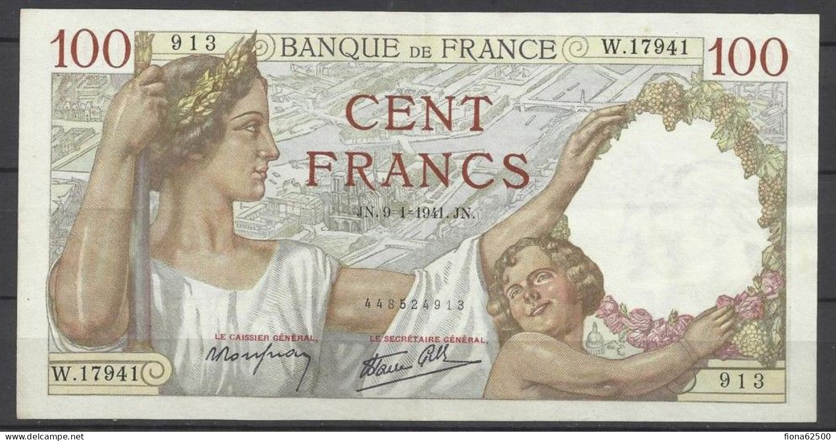 100 . FRANCS . SULLY . 9 . 1 . 1941 . - 100 F 1939-1942 ''Sully''