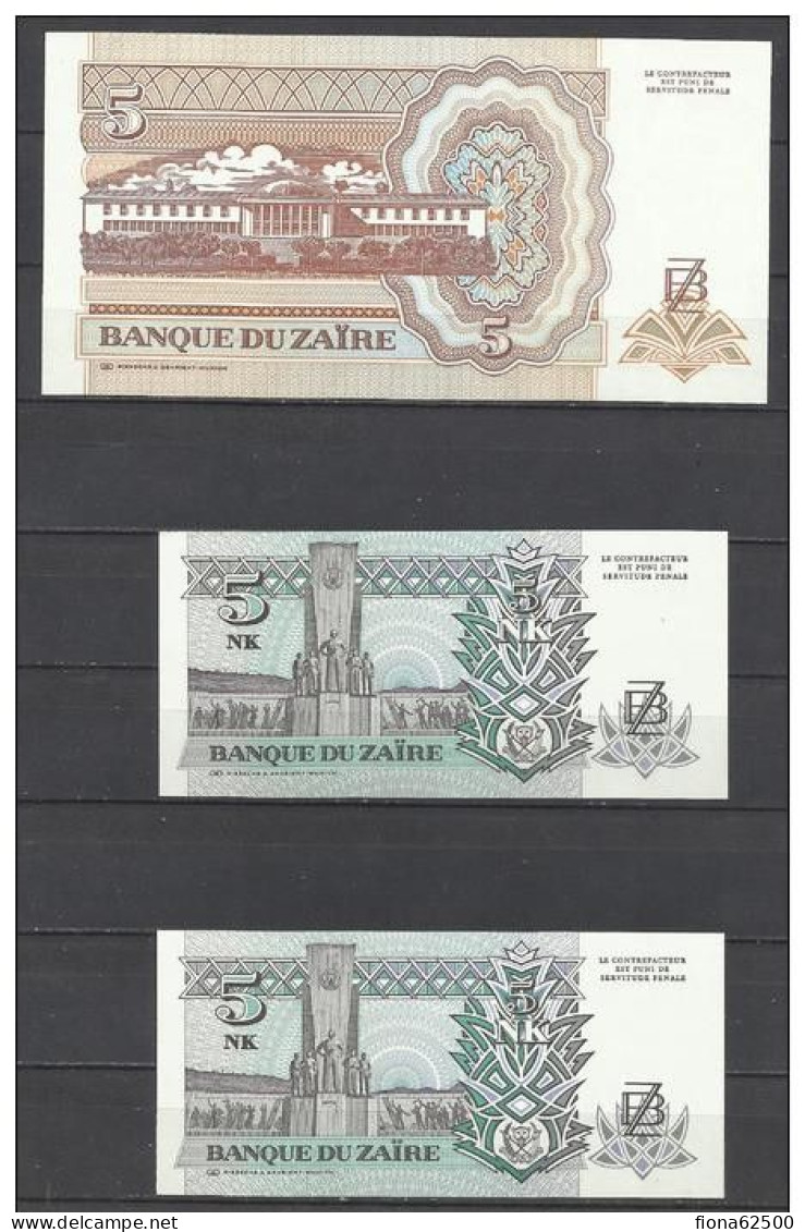 ZAIRE . LOT DE  BILLETS . - Zaire