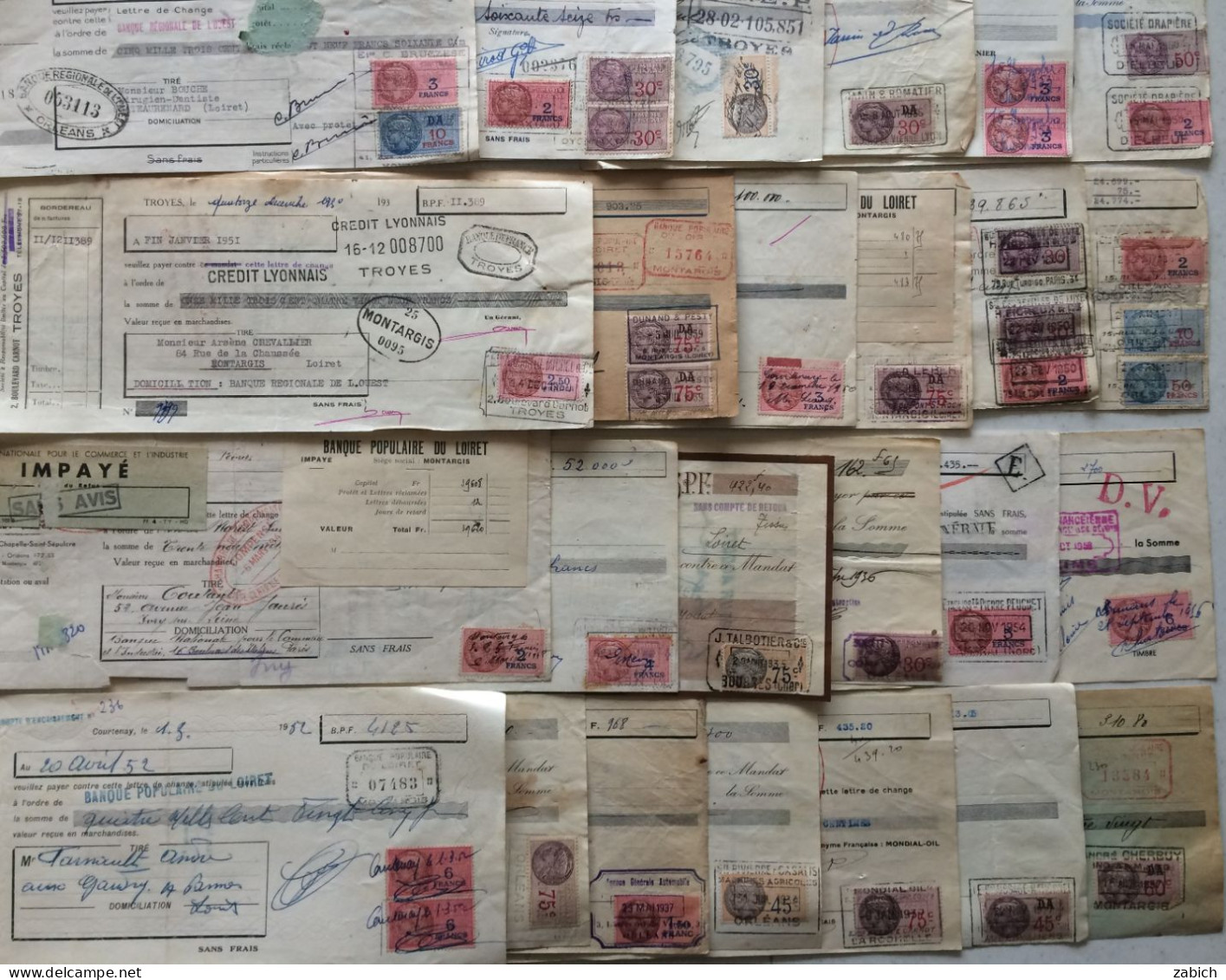 798 FISCAUX  FRANCE LOT De 25  TRAITES TOUTES DIFFERENTES  AFFRANCHISSEMENTS  VARIES - Other & Unclassified