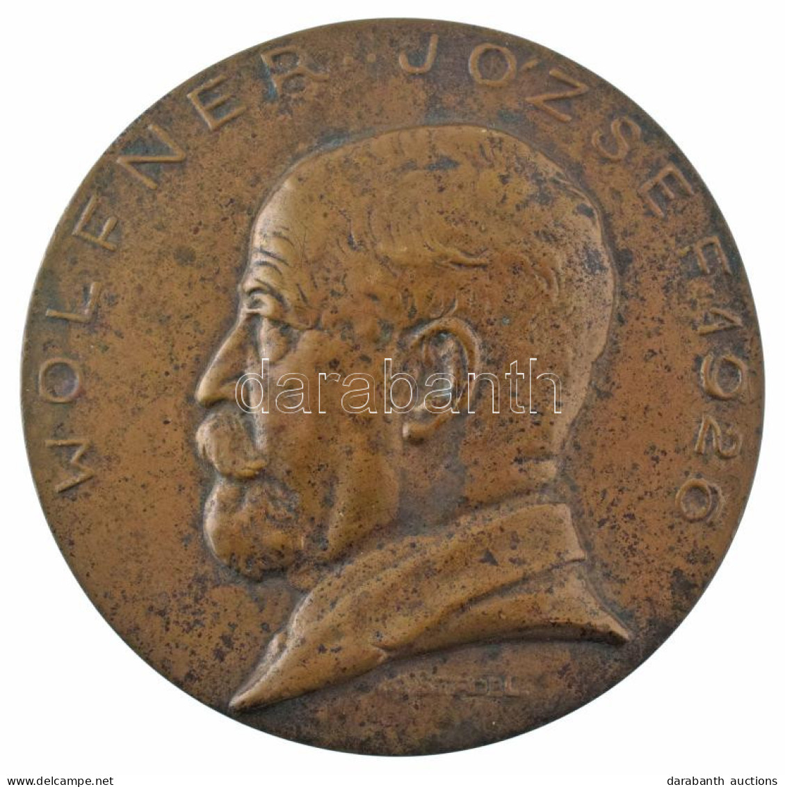 Kisfaludi Strobl Zsigmond (1884-1975) 1926. "Wolfner József" Egyoldalas Bronz Emlékérem (85mm) T:XF Patina / Hungary 192 - Ohne Zuordnung