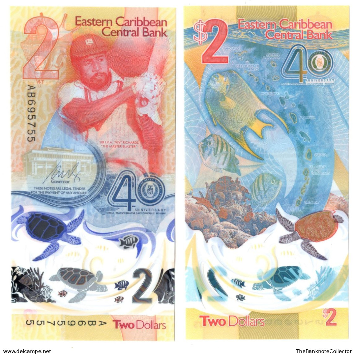 Eastern Caribbean 2 Dollars 2023 Commemorative Polymer P-61 UNC - Caraïbes Orientales