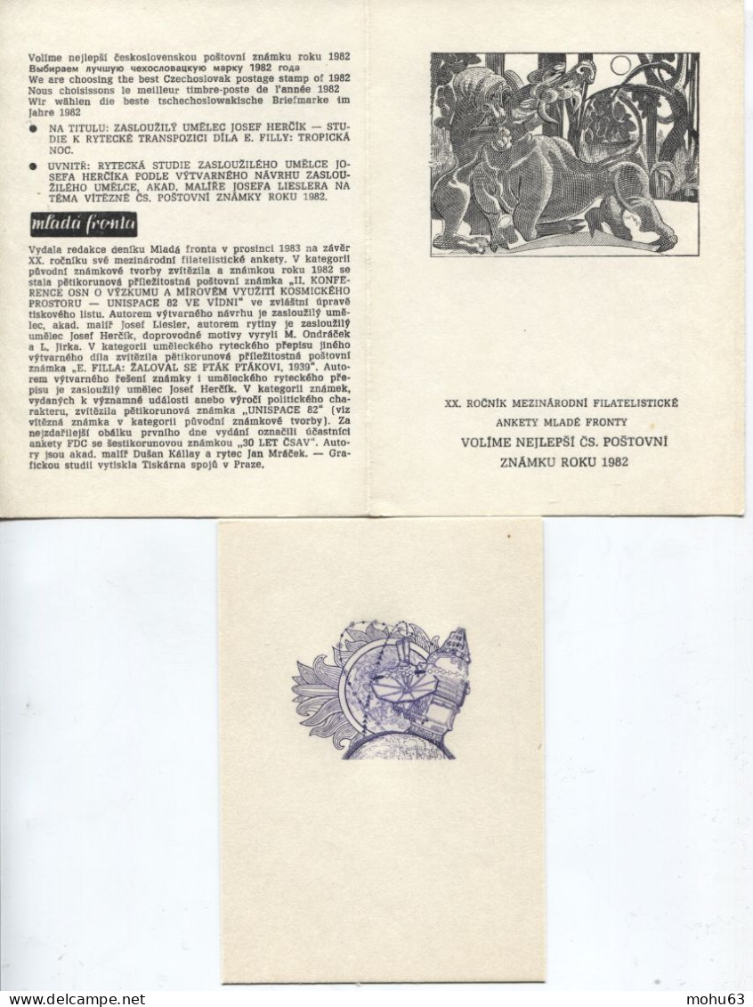 Tschechoslowakei Wahl Der Schönsten 1982 Mlada Fronta Geschenkblatt, Weltraum Entwurfsstudie - Covers & Documents