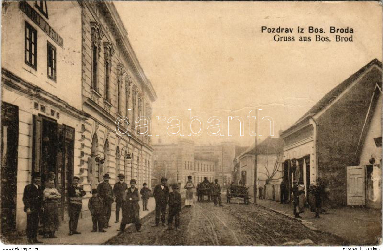 T3 1916 Bosanski Brod, Street View, Shop Of J. Fesach (fa) - Non Classés