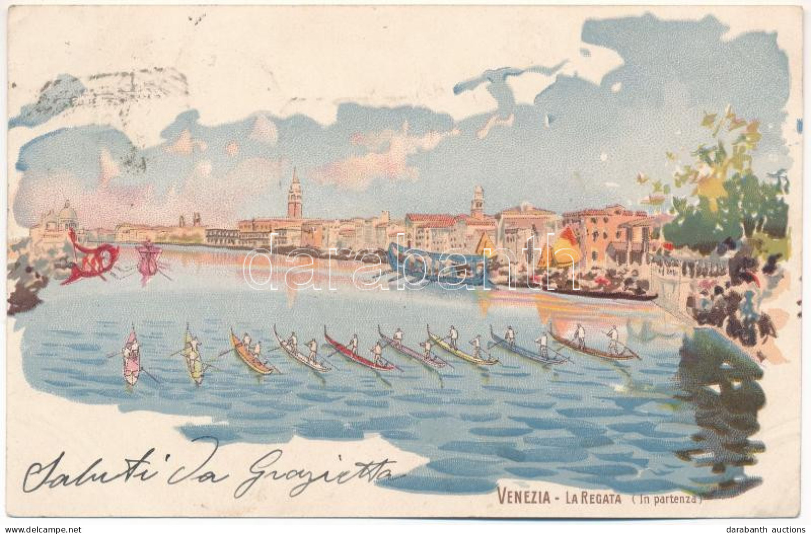 * T3/T4 Venezia, Venice; La Regata (In Partenza) / The Historic Regatta Start. F. Guggua Litho (Rb) - Ohne Zuordnung