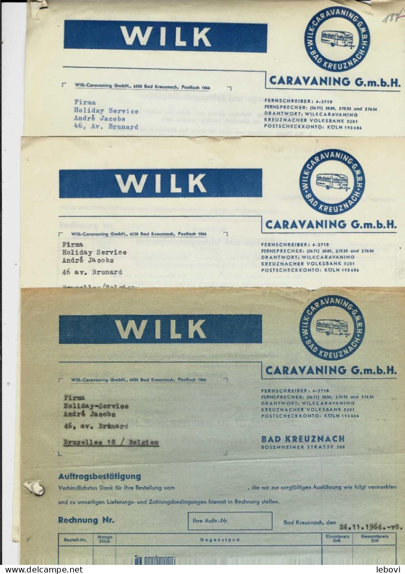 Allemagne – BAD KREUZNACH  – Ets. WILK CARAVANING - Lot De 8 Documents Commerciaux (1964) - 1950 - ...