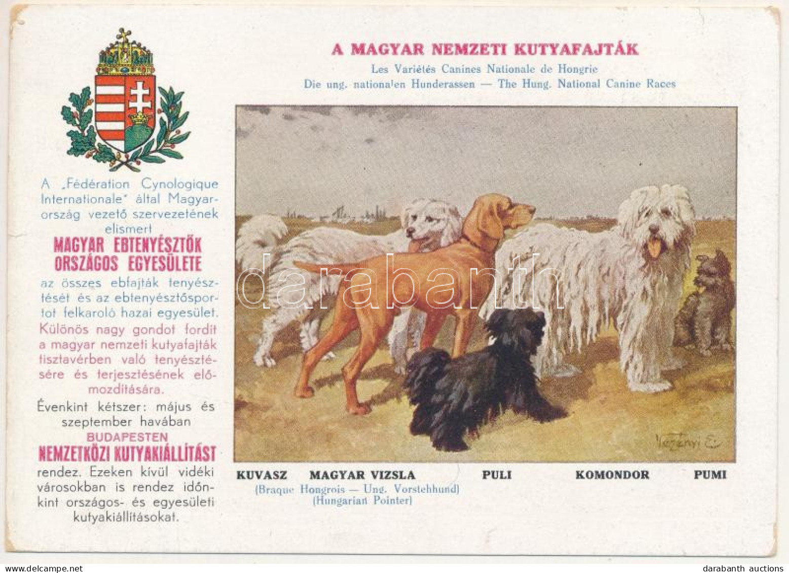 ** T2/T3 Magyar Nemzeti Kutyafajták. A Magyar Ebtenyésztők Országos Egyesületének Kiadása. Kuvasz, Magyar Vizsla, Puli,  - Unclassified