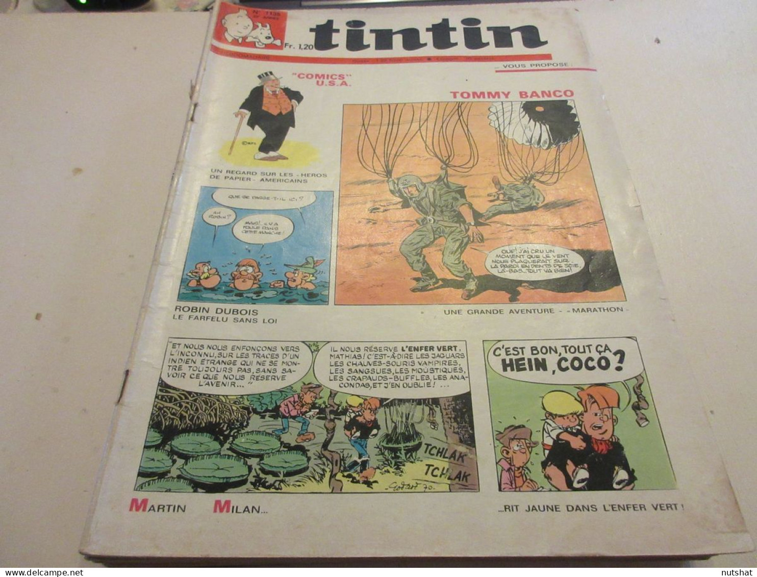 TINTIN 1135 30.07.1970 NUMISMATIQUE CINEMA KES COMICS USA BD AMERICAINE PULITZER - Tintin