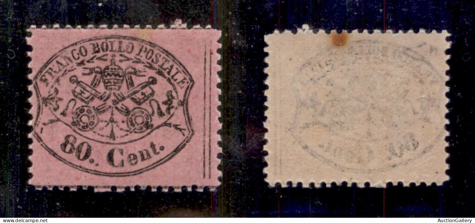 Antichi Stati Italiani - Stato Pontificio - 1868 - 80 Cent (30b - Rosa Lilla) - Gomma Integra - Punto Giallo In Alto Sul - Otros & Sin Clasificación