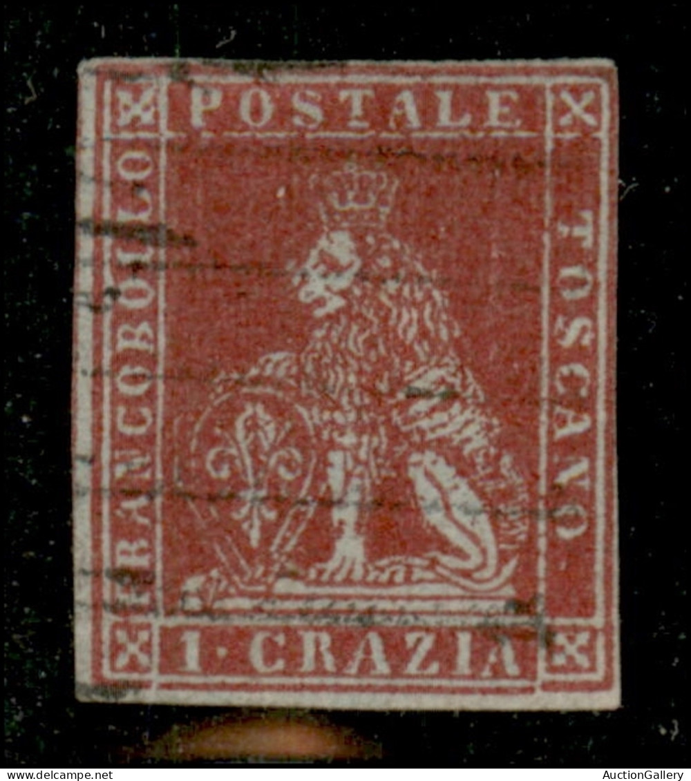 Antichi Stati Italiani - Toscana - 1851 - 1 Crazia (4b - Carta Azzurrata) Stretto Margine A Destra - Cert. AG - Otros & Sin Clasificación