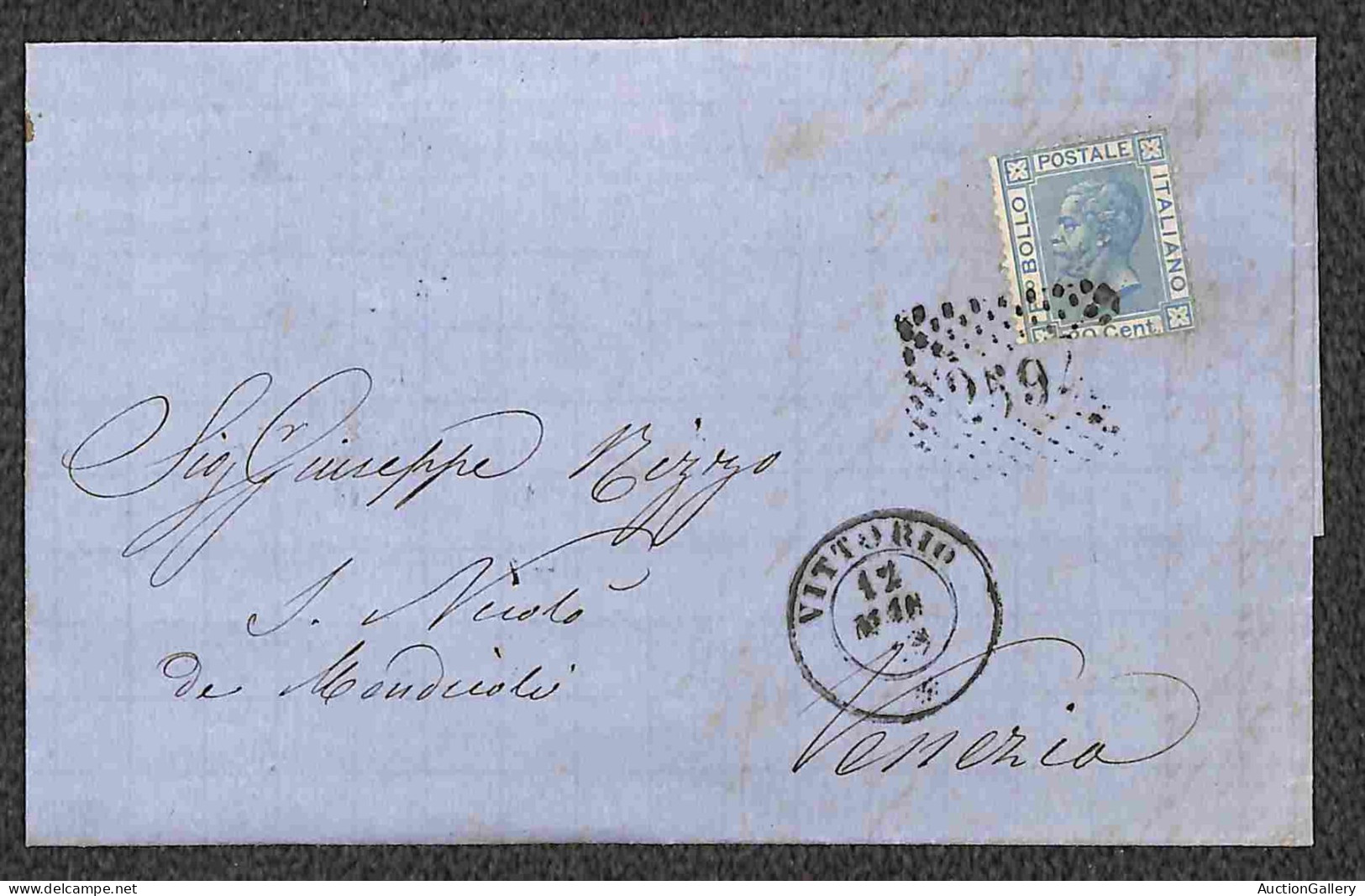 Regno - Vittorio Emanuele II - 1867/1869 - 20 Cent (26) - Tre Lettere D'archivio Da Vittorio A Venezia (un 20 Cent Ritag - Other & Unclassified