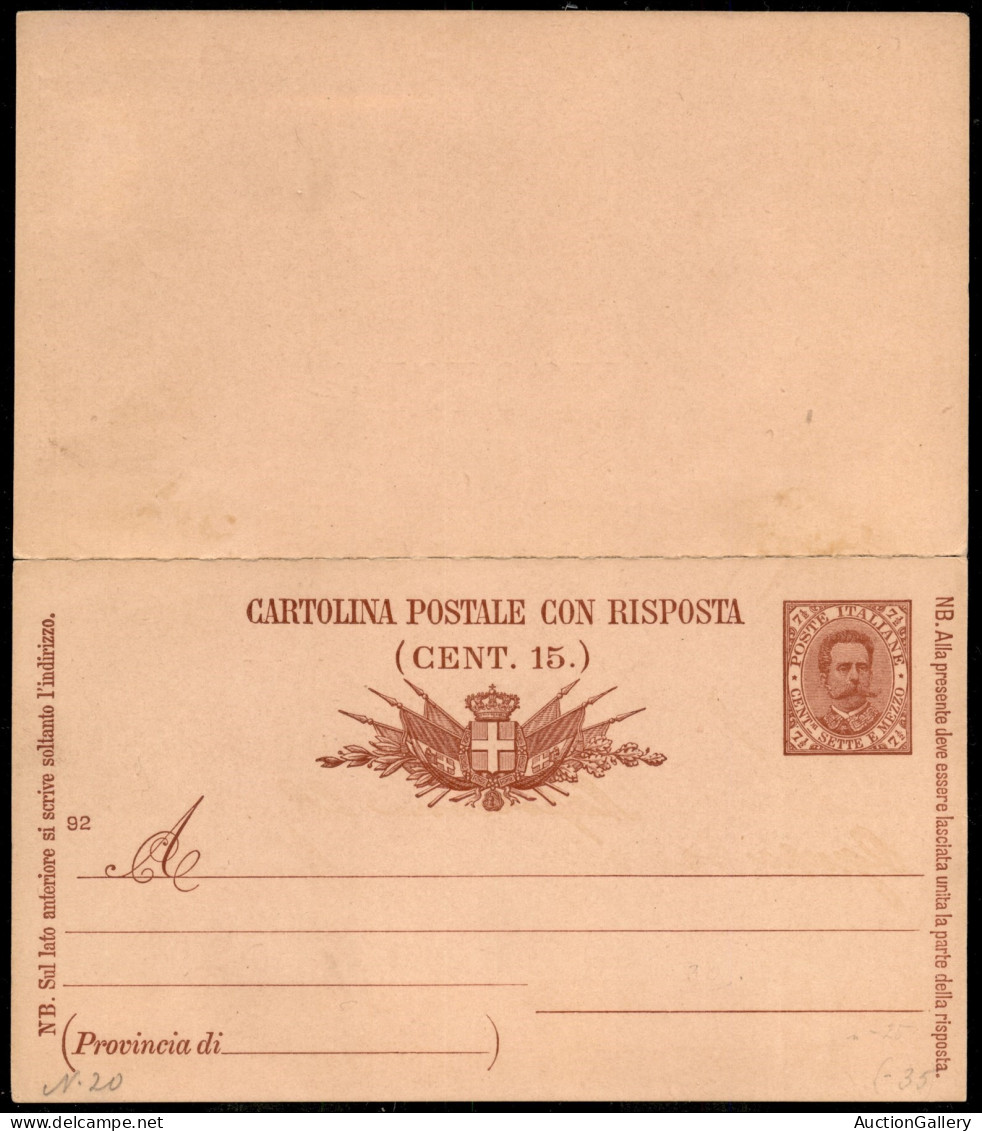 Regno - Interi - Cartolina Postale 7 1/2 Cent + 7 1/2 Terza Tiratura Mill. 92 (C19) Nuova - Sonstige & Ohne Zuordnung