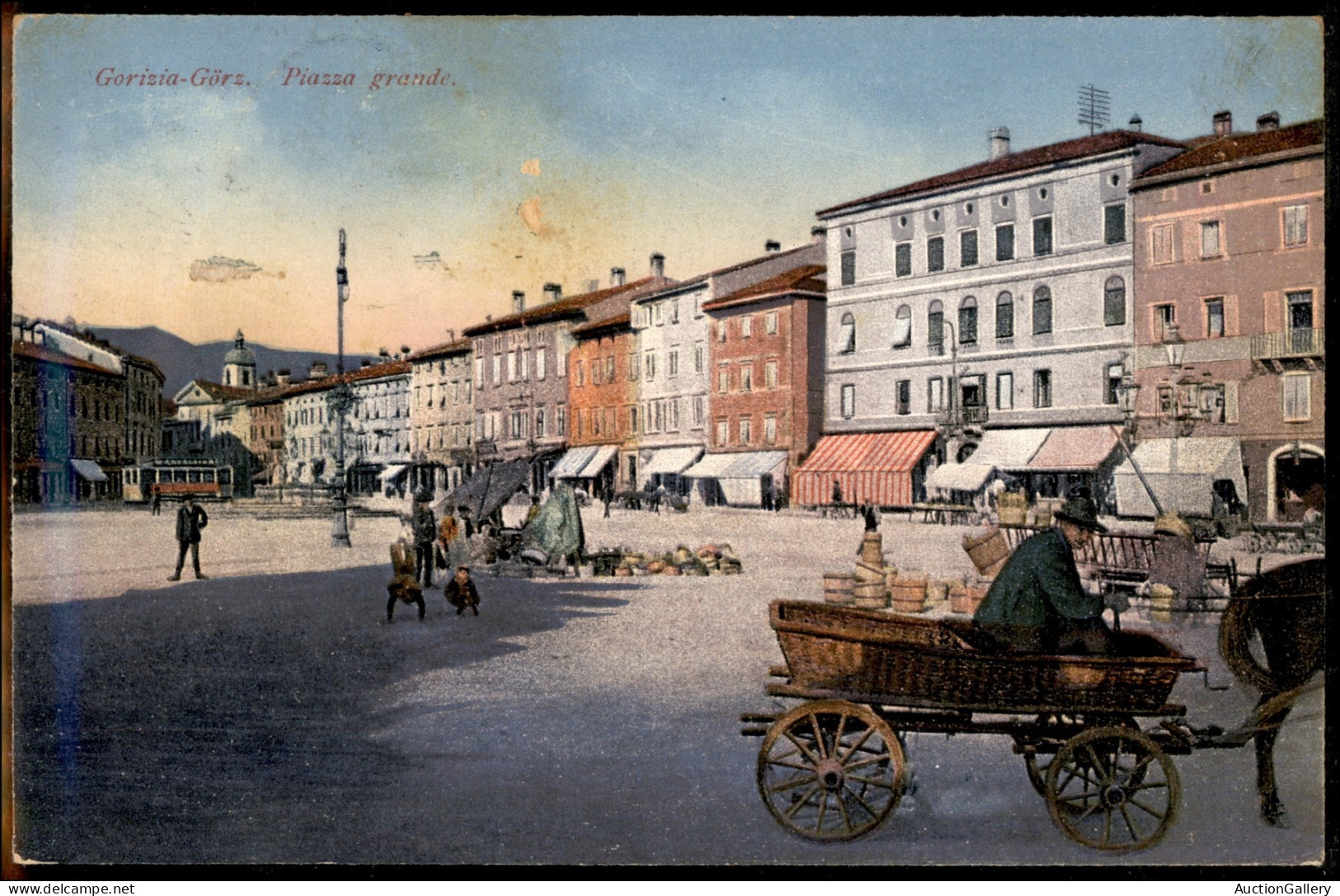 Regno - Documenti/Varie - Gorizia/Poste Italiane - Cartolina A Colori (Piazza Grande/mercato) Per Firenze Del 13.9.1916 - Autres & Non Classés