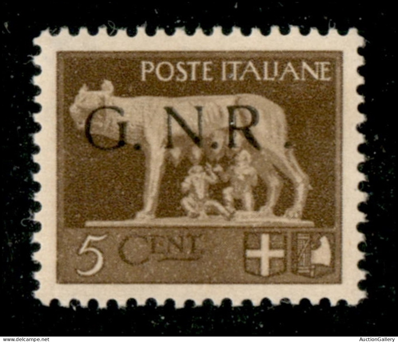 RSI - G.N.R. Brescia - 1943 - 5 Cent (470/I L) Con R Accostata A N - Gomma Originale (250) - Autres & Non Classés