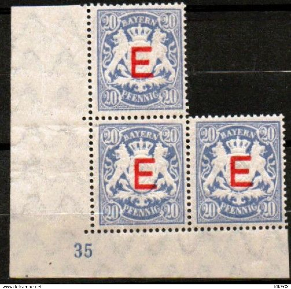 BAYERN, ALTDEUTSCHLAND ,1908 , DIENSTMARKE MI D4, 3er BLOCK Mit BLATTNUMMER , POSTFRISCH, NEUF, - Mint