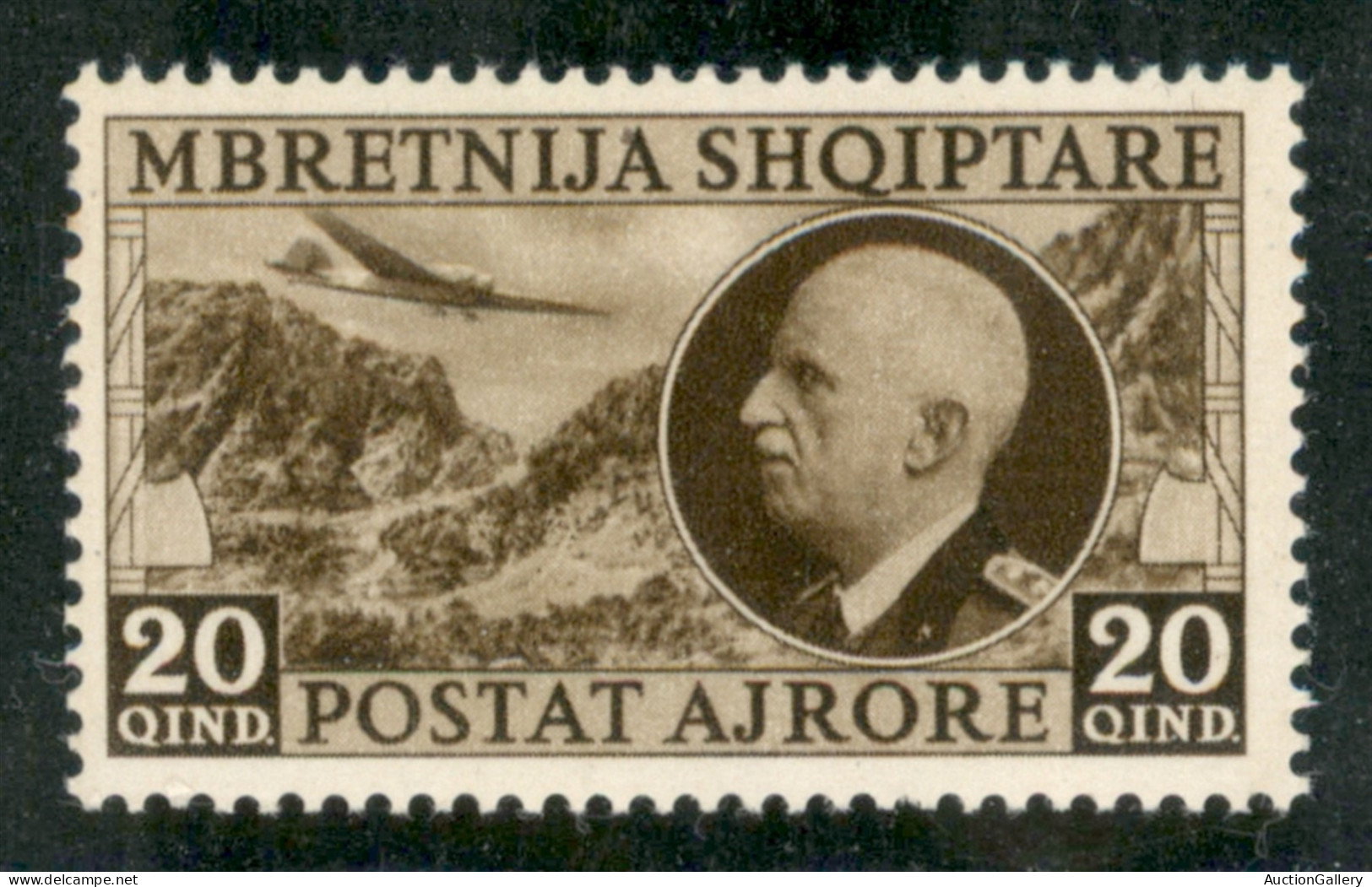 Occupazioni II Guerra Mondiale - Albania - 1939 - 20 Quind Aerea (4) - Gomma Integra - Lieve Piega Verticale - Autres & Non Classés