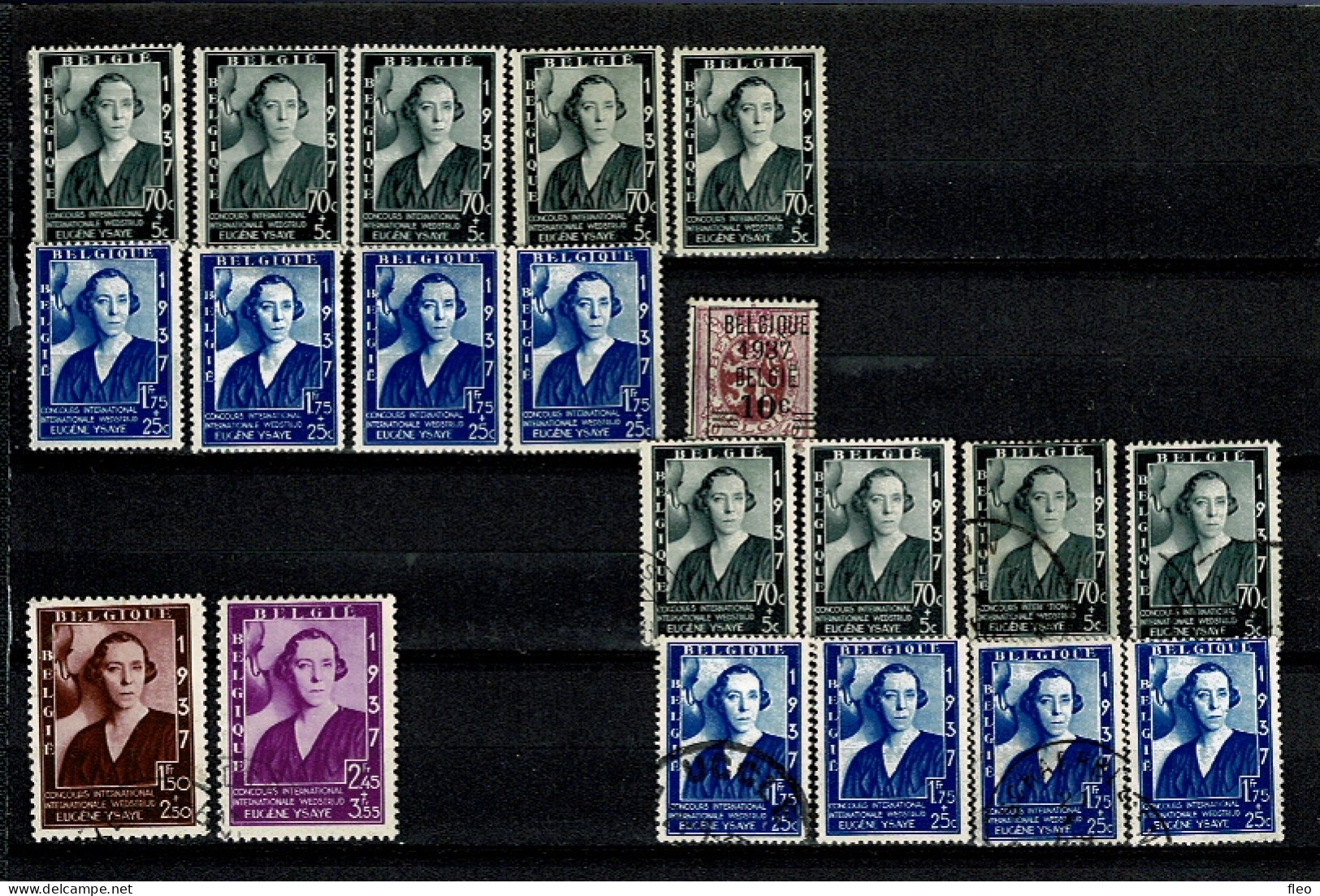 1937 455 456/457 457a/457b (lot 20 Timbres ° & *) : Serie Reine ELISABETH - Oblitérés