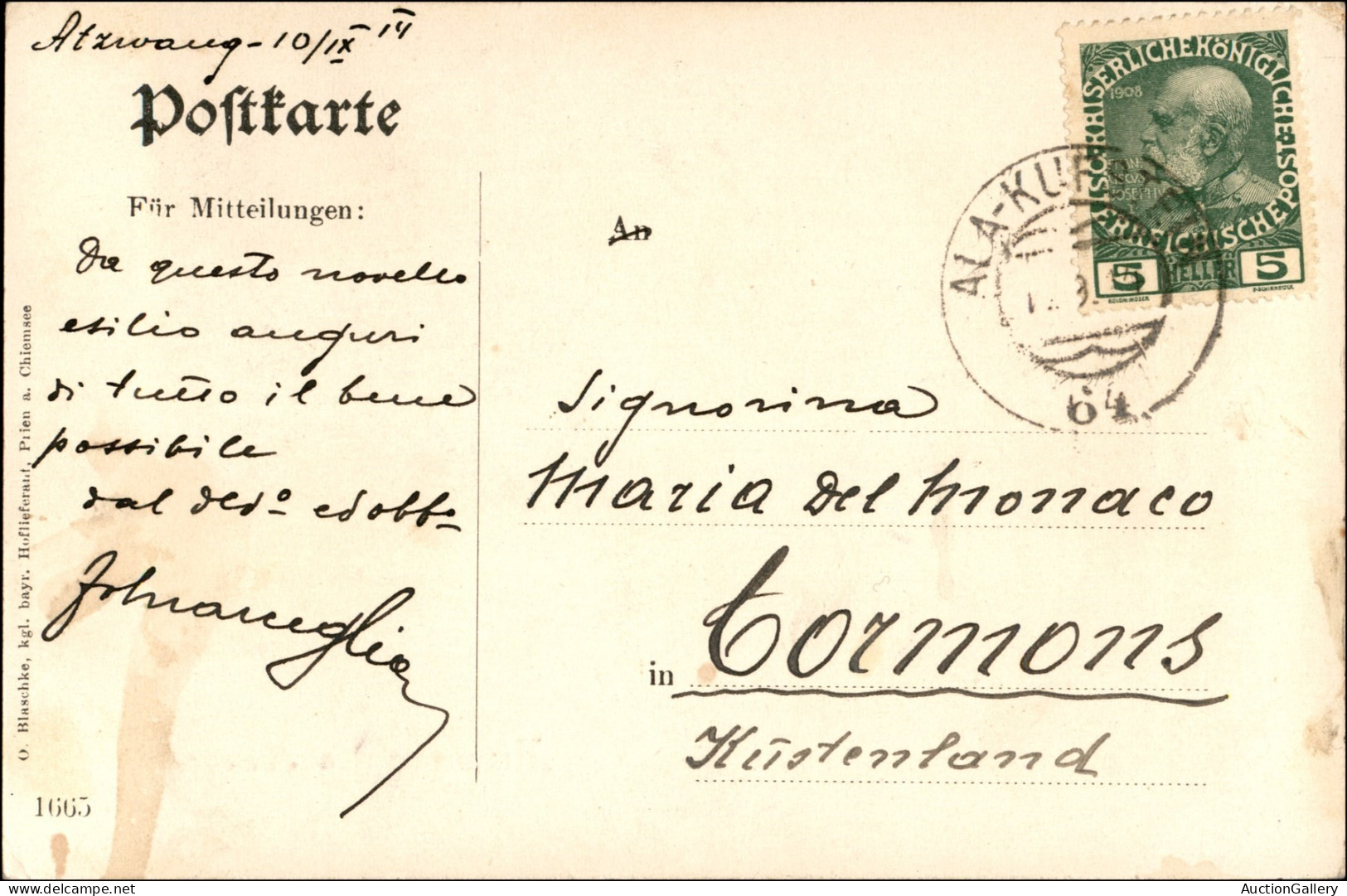 EUROPA - AUSTRIA - Ala Kufstein 64 - Cartolina Da Atzwang A Kormons Del 10.9.1914 - Sonstige & Ohne Zuordnung