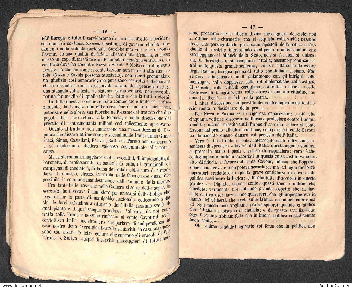 DOCUMENTI/VARIE - 1860 - Garibaldi O Cavour - Memorie Politiche Di Angelo Brofferio - Opuscolo Di 32 Pagine (13x20) - Other & Unclassified