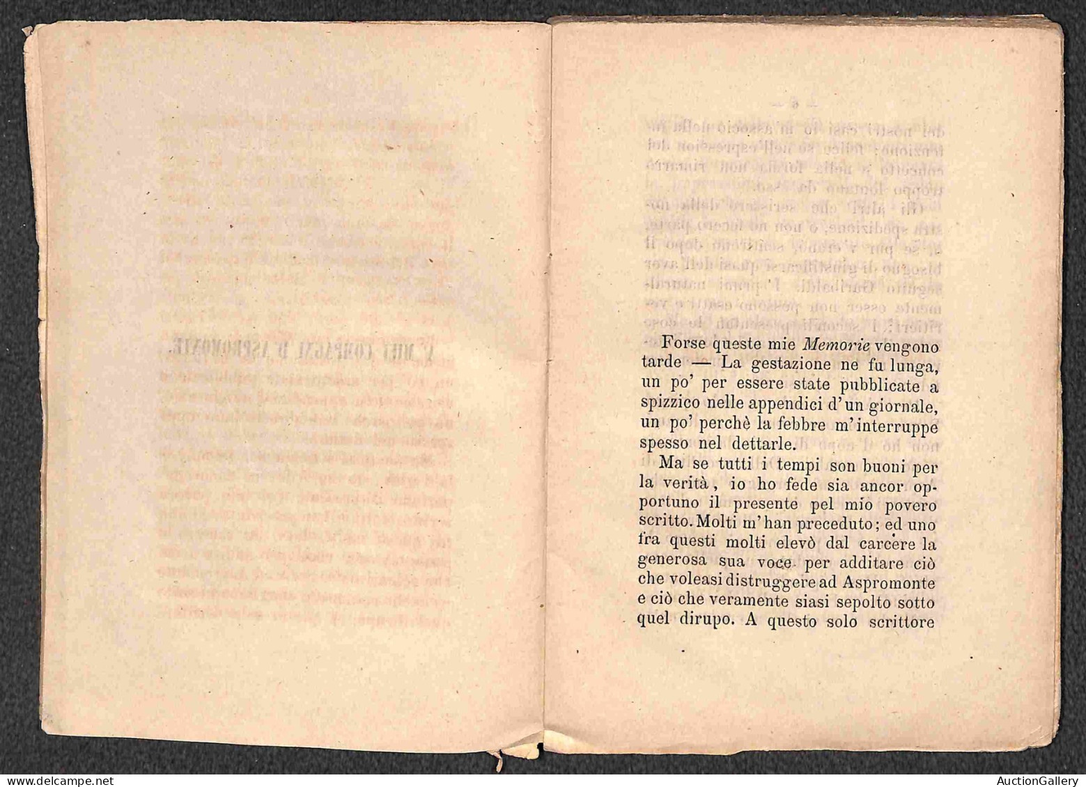 DOCUMENTI/VARIE - 1863 - Da Palermo Ad Aspromonte (frammenti Di Francesco Zappert) - Libro Di 152 Pagine Copertinato (12 - Sonstige & Ohne Zuordnung