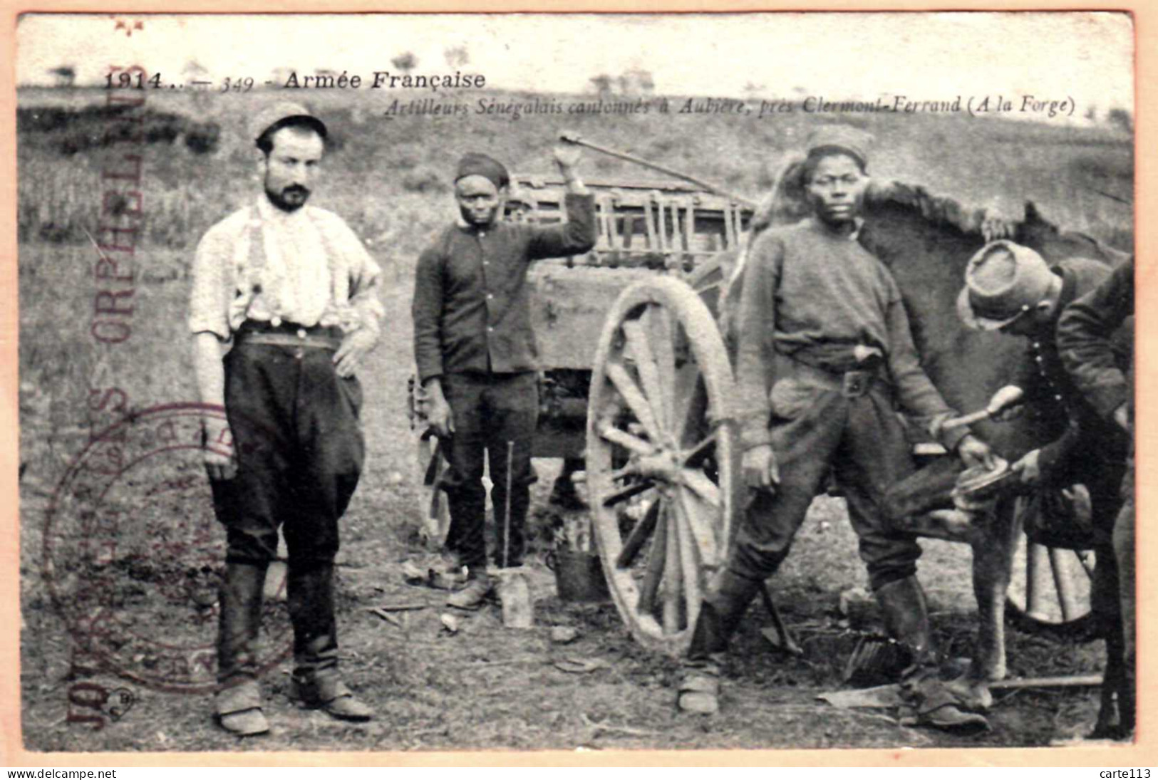 63 - T28043CPA - AUBIERE - CLERMONT FERRAND - Armée Française - Artilleurs Sénégalais Cantonnés -  Forge - Très Bon état - Aubiere