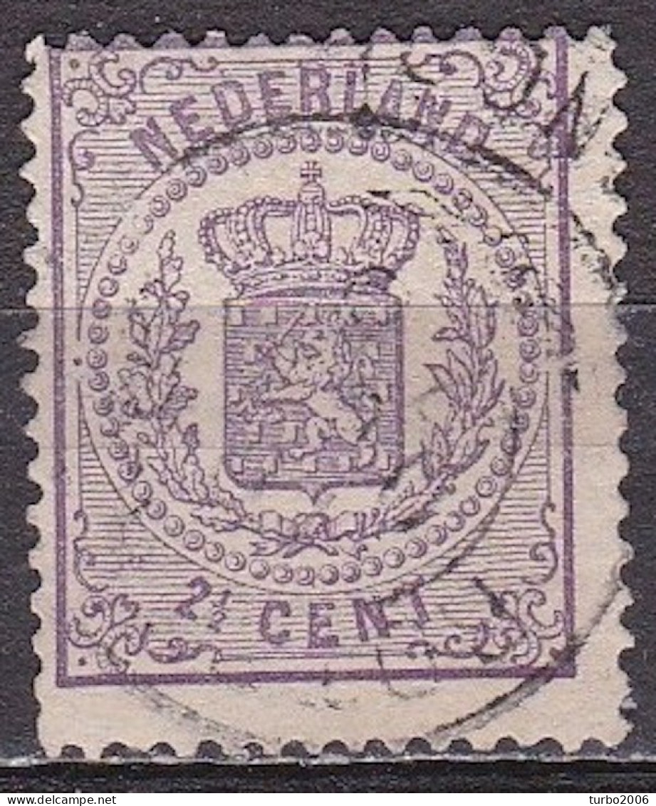 1869-1871 Wapenzegels 2 ½ Cent Paars Tanding 13¼ Grote Gaten NVPH 18 D - Gebruikt