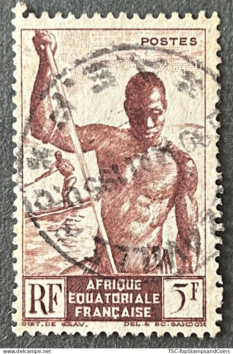 FRAEQ0221U1 - Local Motives - Fishermen Of Niger - 5 F Used Stamp - AEF - 1947 - Usati