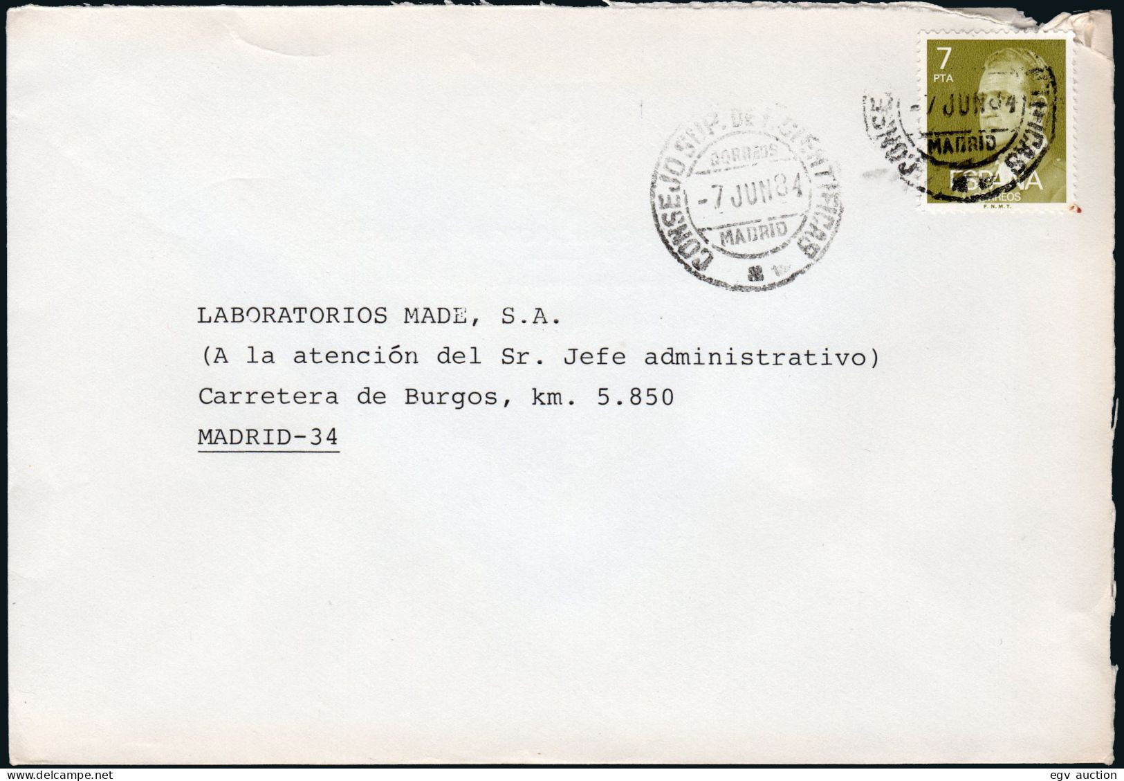 Madrid - Edi O 2348 - Mat "Consejpo Sup. De I. Científicas - Madrid 7/Jun./84" - Lettres & Documents
