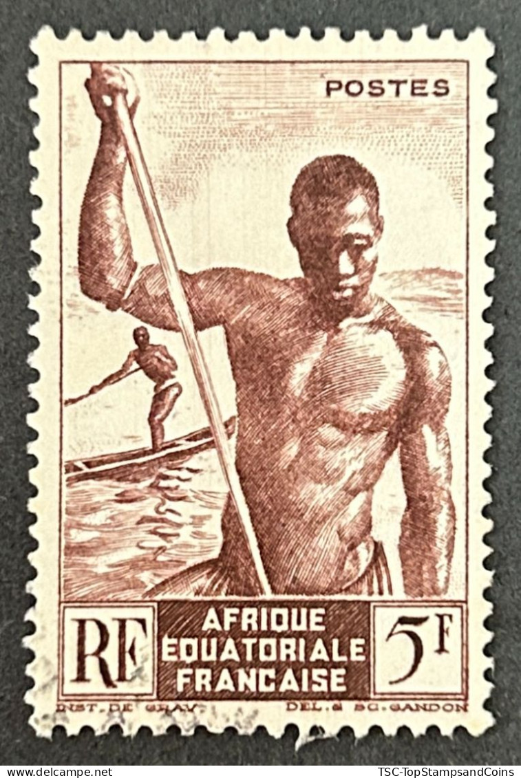 FRAEQ0221U3 - Local Motives - Fishermen Of Niger - 5 F Used Stamp - AEF - 1947 - Usati