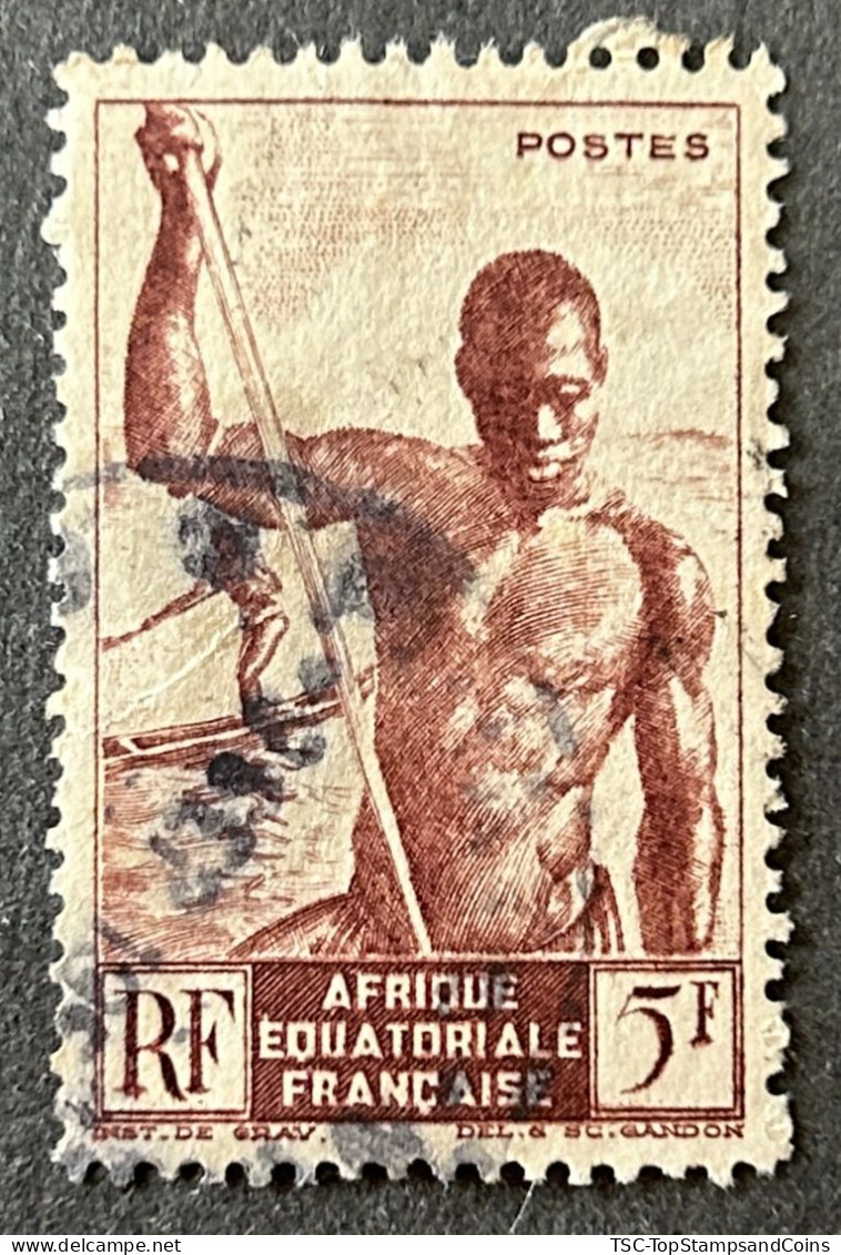 FRAEQ0221U4 - Local Motives - Fishermen Of Niger - 5 F Used Stamp - AEF - 1947 - Usati