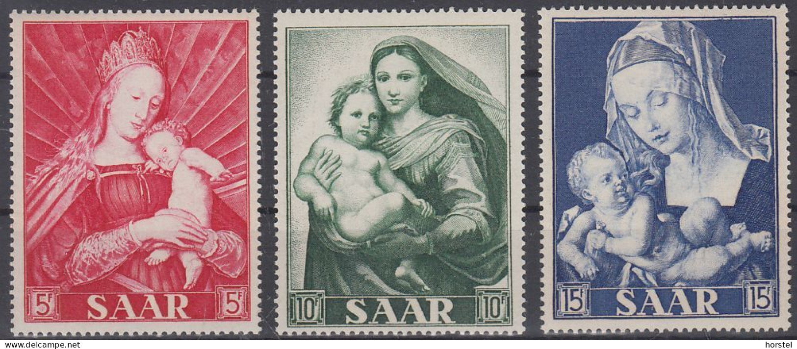 Saarland MiNr. 351-353 Marianisches Jahr - Gemälde - Sixtinische Madonna - Postfrisch 1954 - Neufs