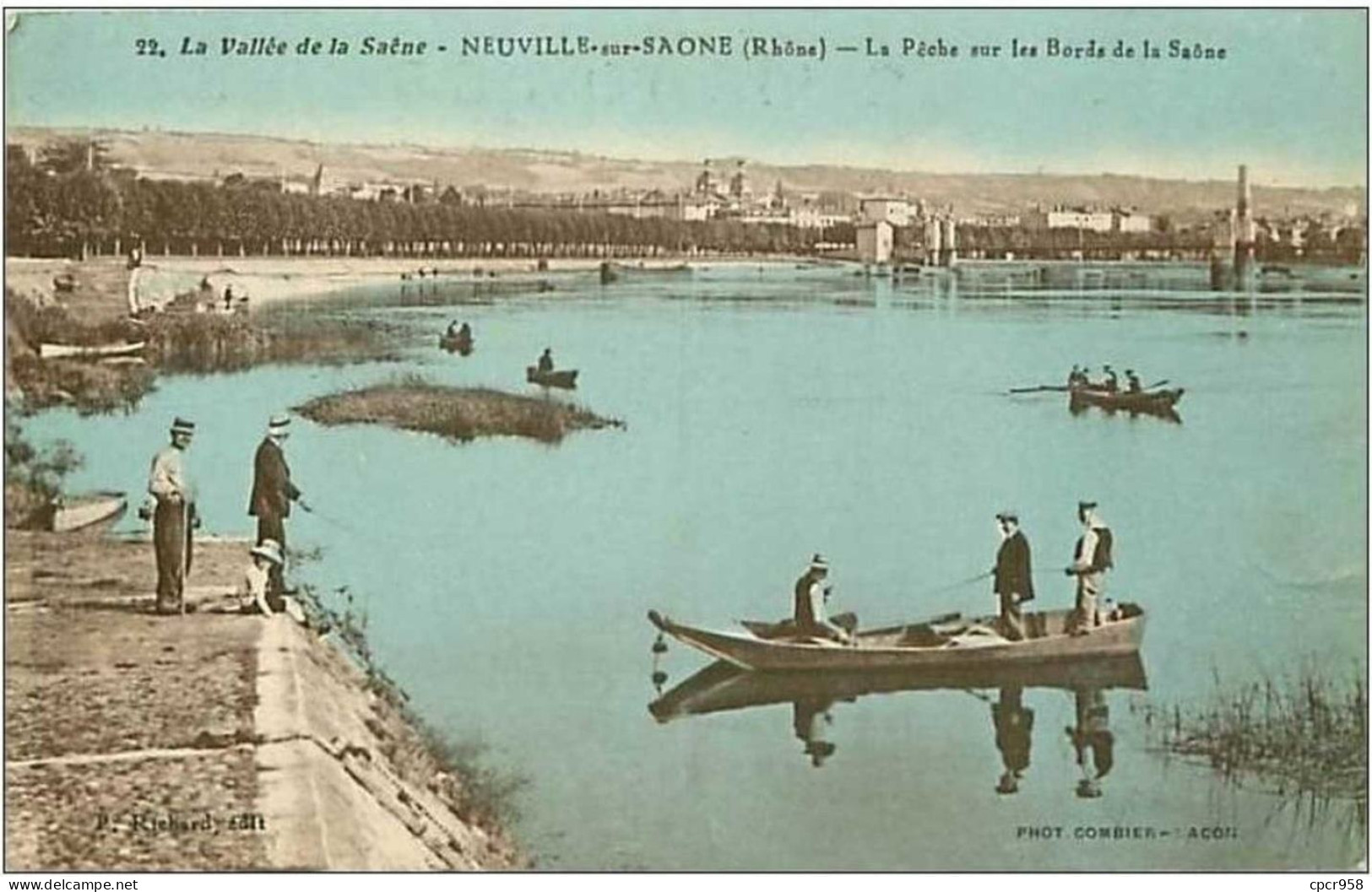 69.NEUVILLE SUR SAONE.LA PECHE SUR LES BORDS DE LA SAONE.PECHEURS - Neuville Sur Saone