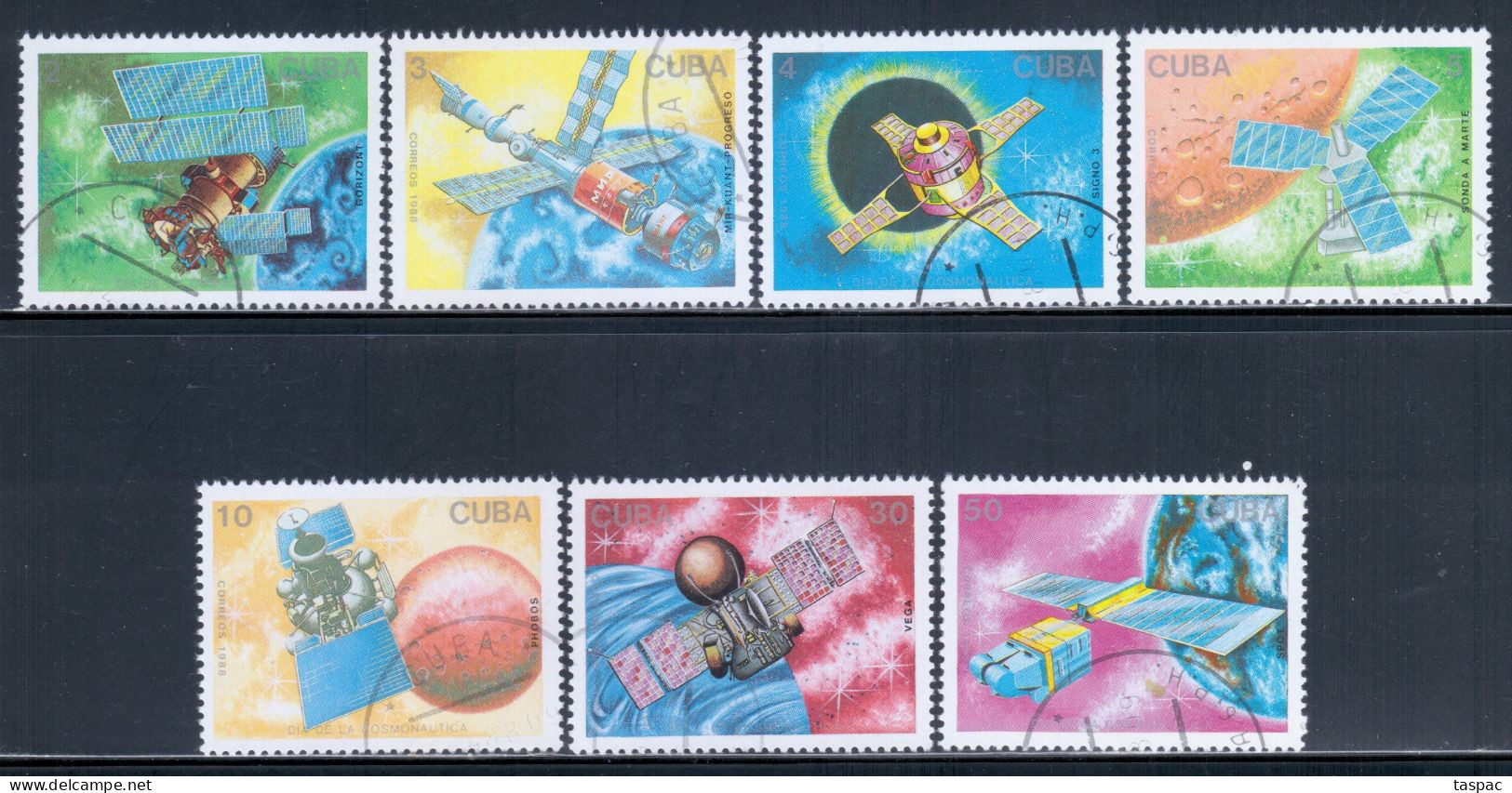 Cuba 1988 Mi# 3173-3179 Used - Cosmonauts’ Day / Space - Amérique Du Nord