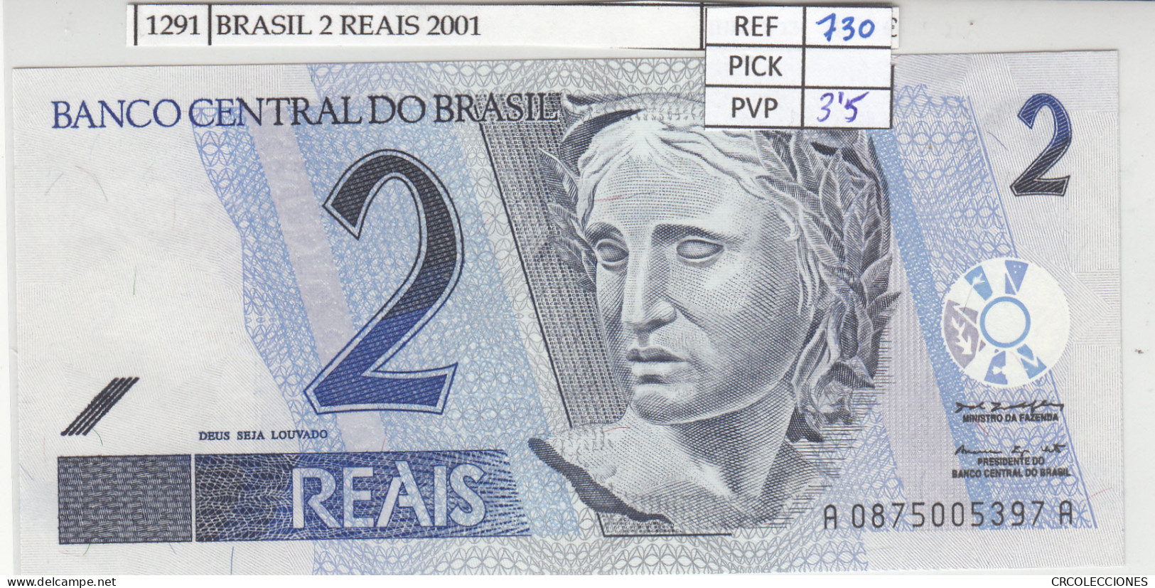 BILLETE BRASIL 2 REAIS 2001 P-249a N01291 - Other - America