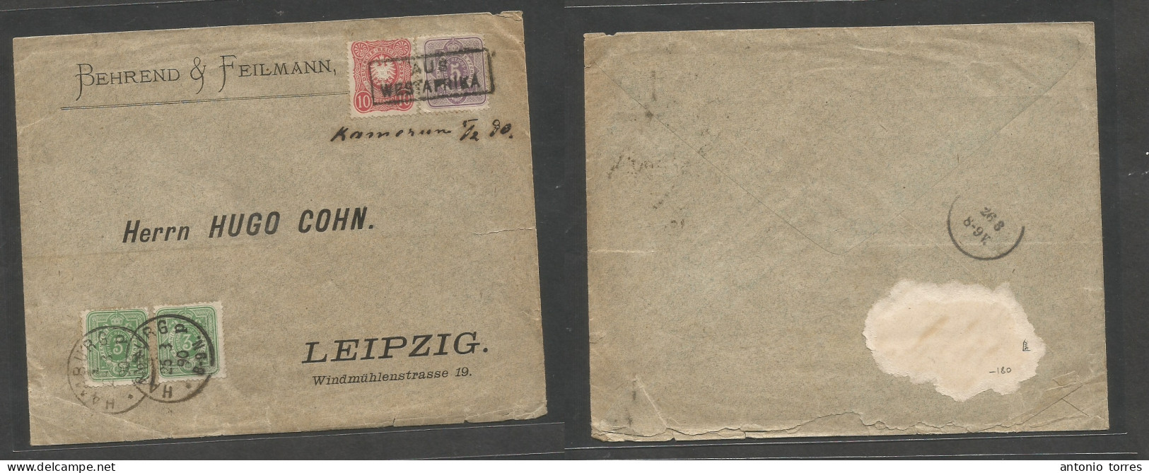 German Colonies-Togo. 1890. Precursor, Togo - Leipzig, Germany Via Hamburg (25 March) "AUS WEST AFRIKA" Box Cachet (xxx) - Andere & Zonder Classificatie