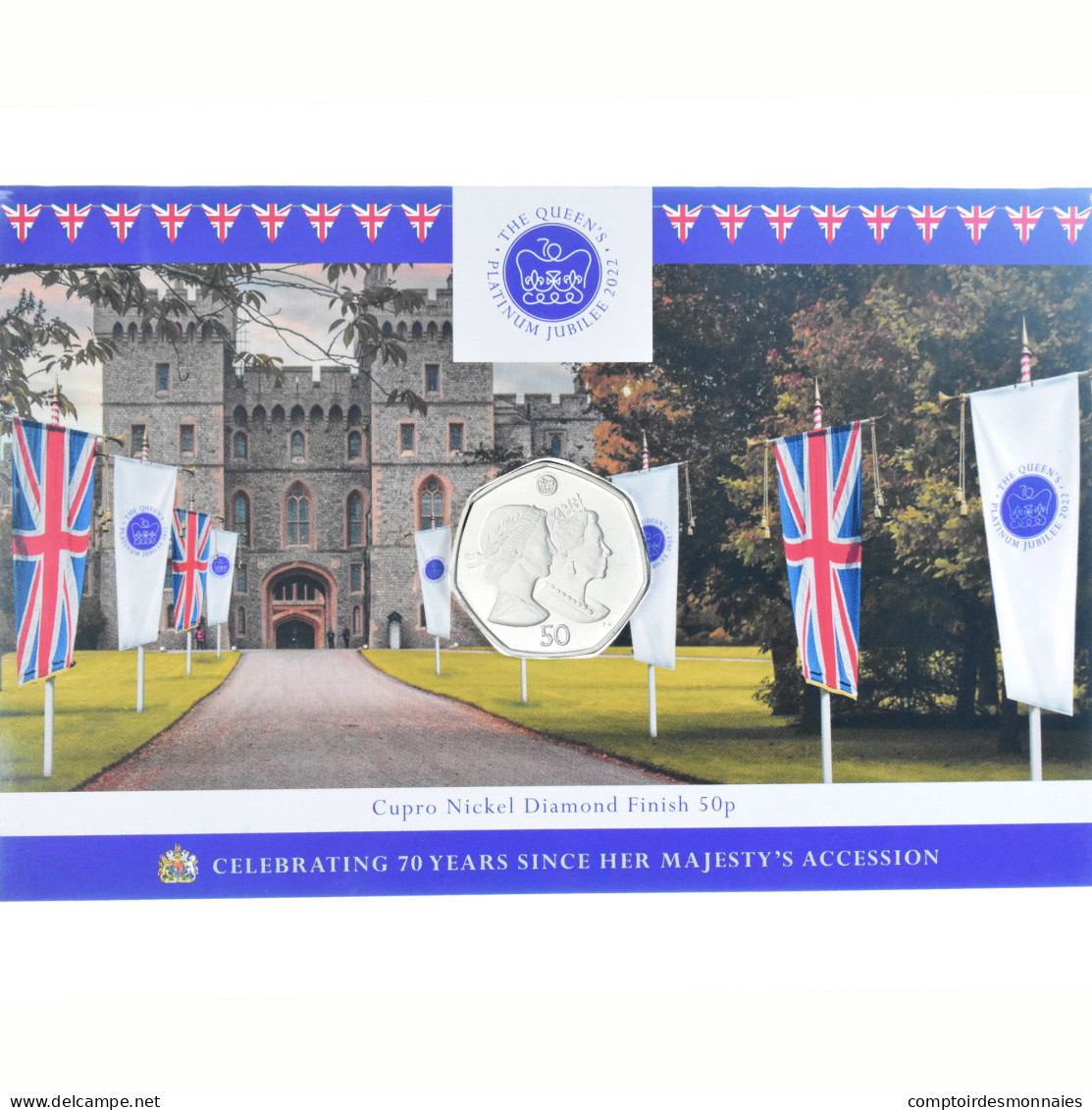 Monnaie, Îles Falkland, 50 Pence, 2022, Platinum Jubilee.FDC, FDC, Cupronickel - Falkland Islands