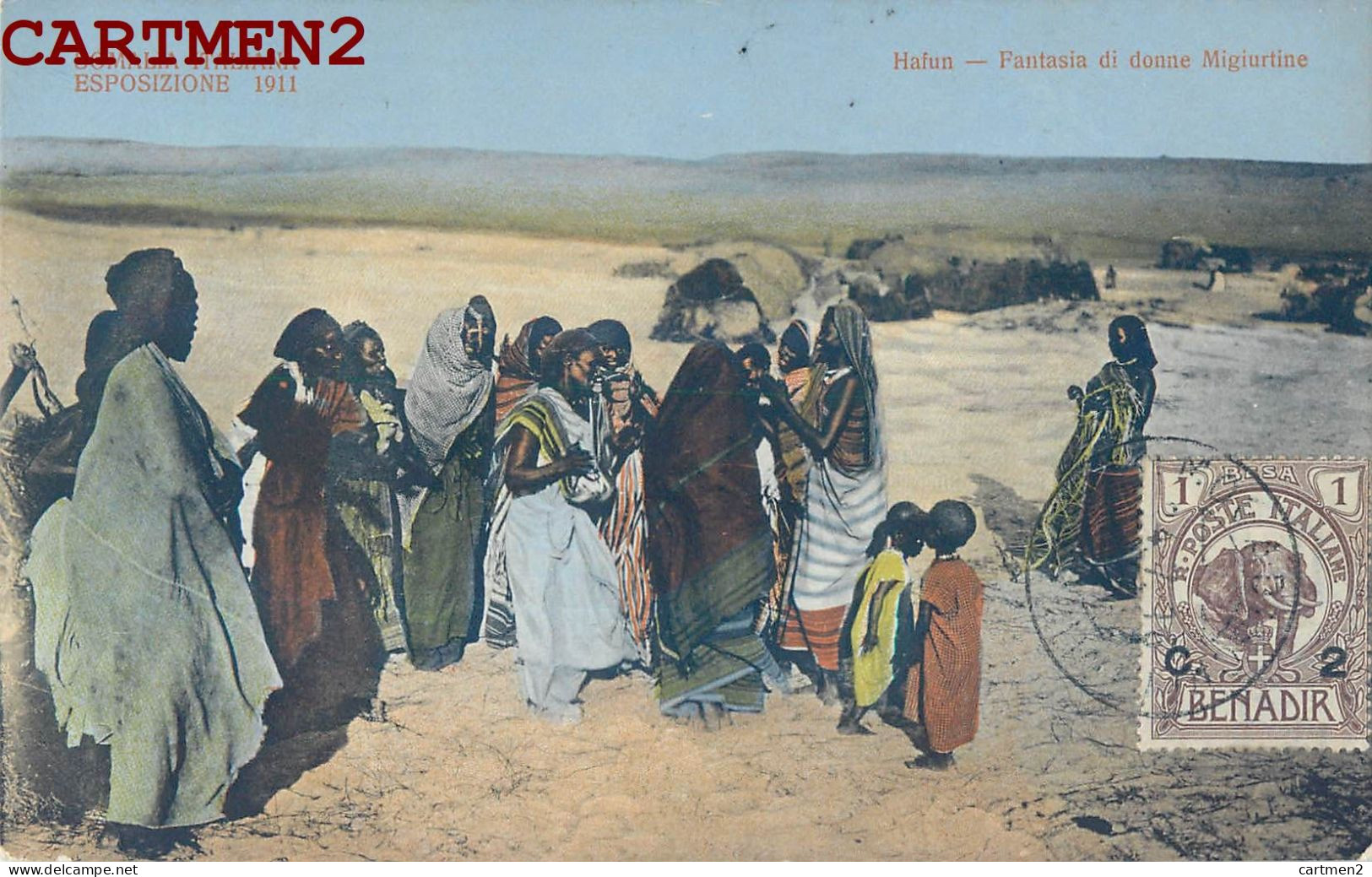 SOMALI SOMALIA ITALIANA ESPOSIZIONE 1911 HAFUN FANTASIA DI DONNE MIGURTI ETHNOLGIE ETHNIC BENADIR AFRIQUE AFRICA - Somalia