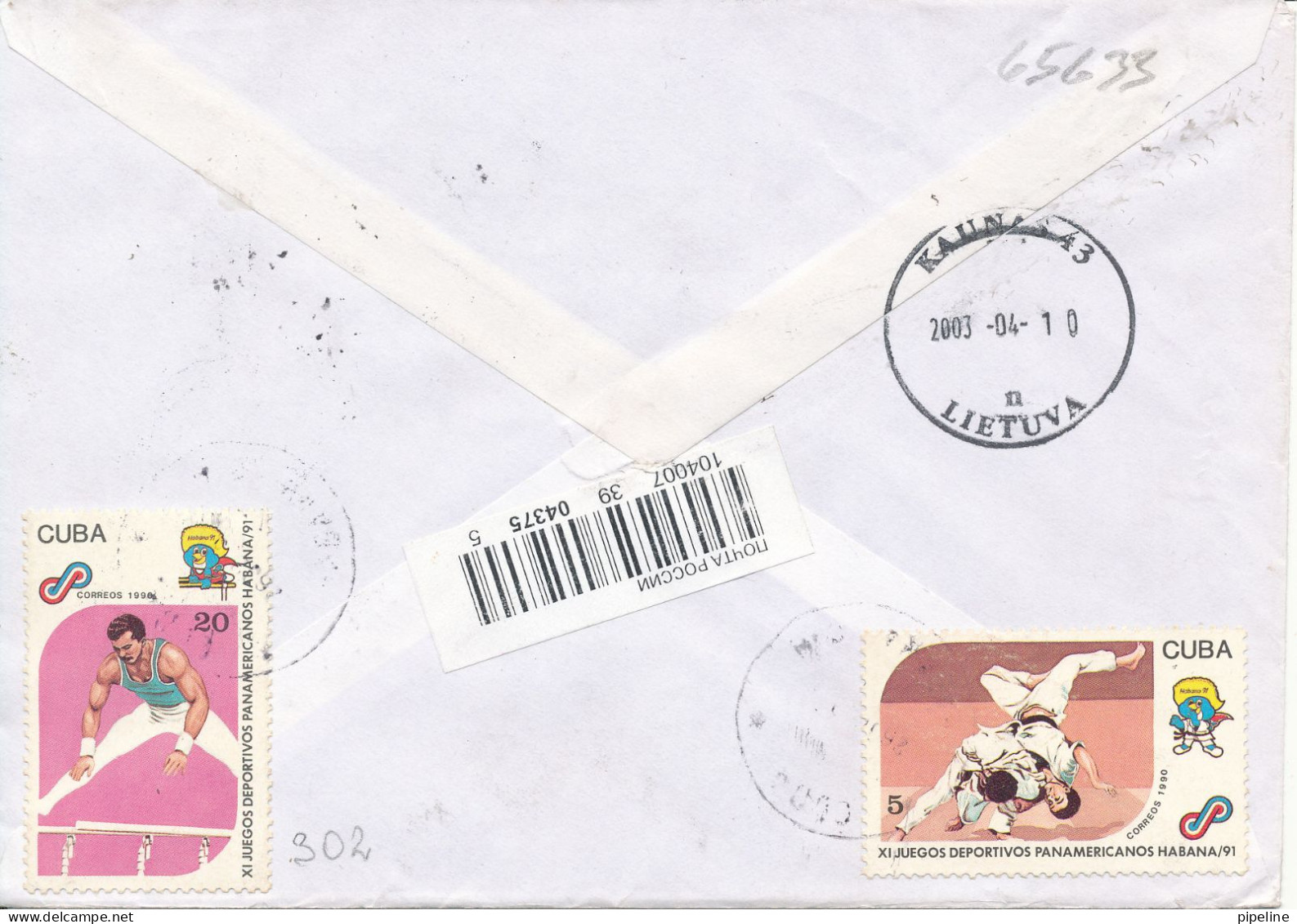 Cuba Cover Sent To Lithuania 28-2-2003 Topic Stamps On Front And Backside Of The Cover - Briefe U. Dokumente