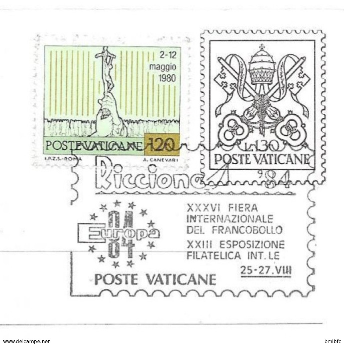 Poste Vaticane - Sur Carte Postale Citta Del Vaticano  Veduta Absidale Di S. Pietro      Europa 84 - 1984